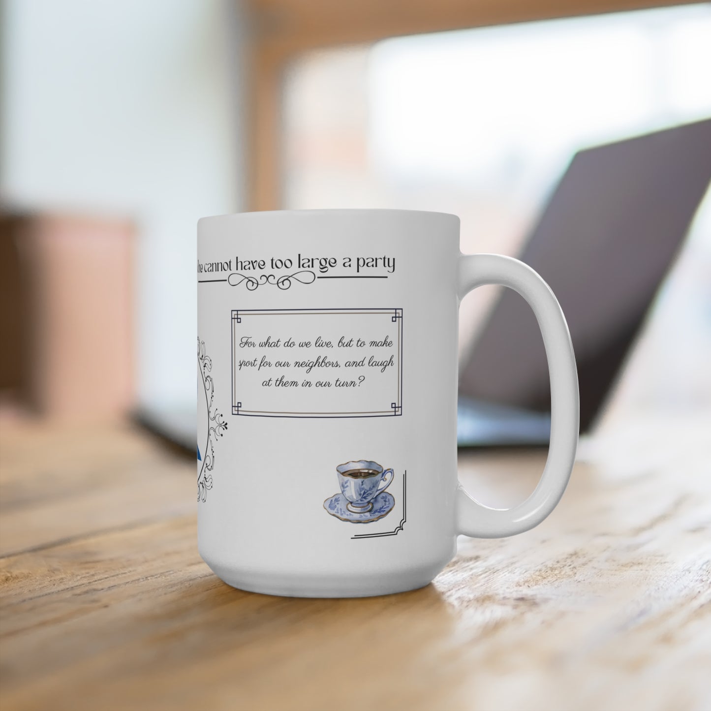 Elegant Jane Austen 15oz Quote Mug for Literary Lovers, Book-themed Gift, Coffee Cup, Classic Literature, Appreciation for Readers