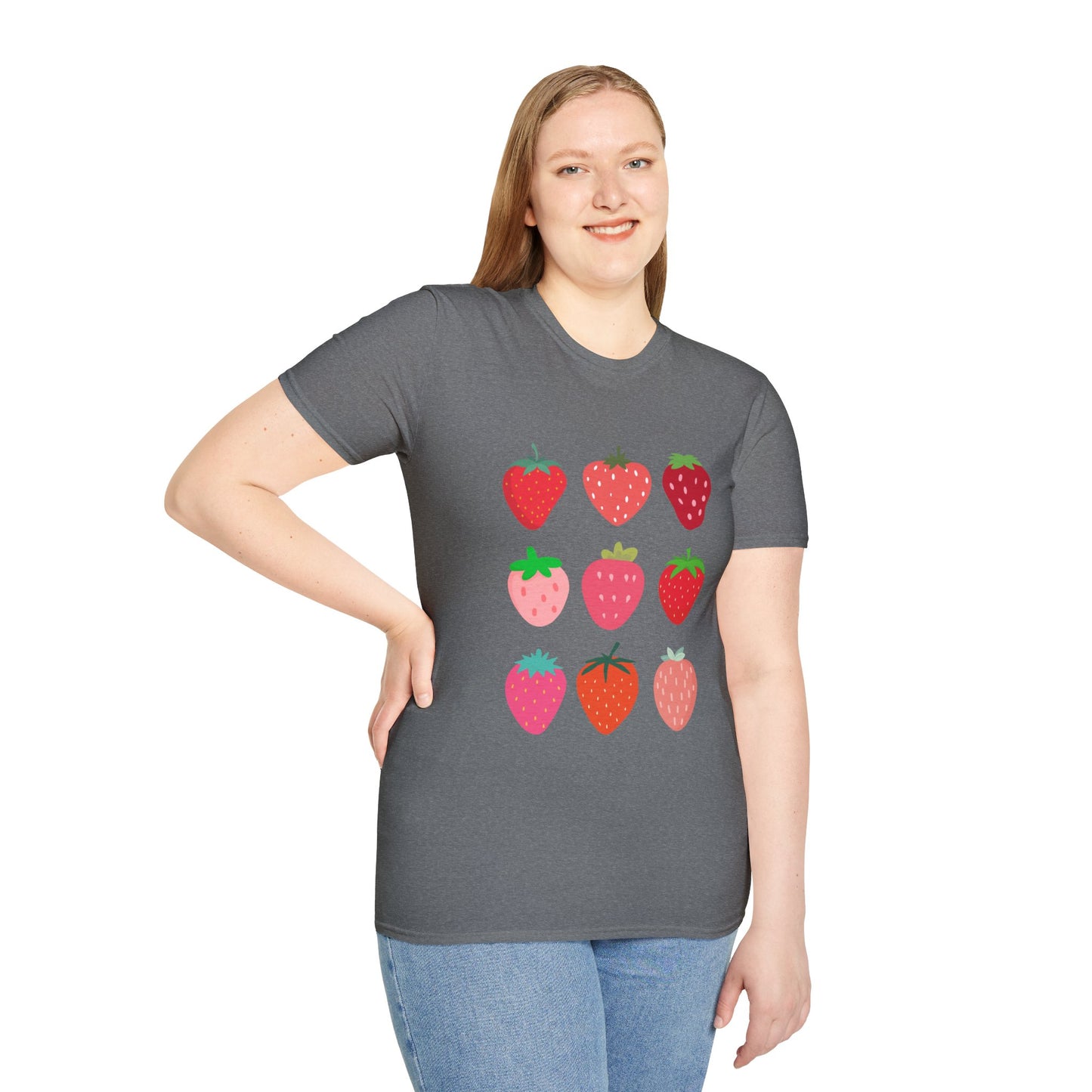 Strawberry Graphic Tee, Softstyle T-Shirt, Summer Casual Top, Fruit Lover's Shirt