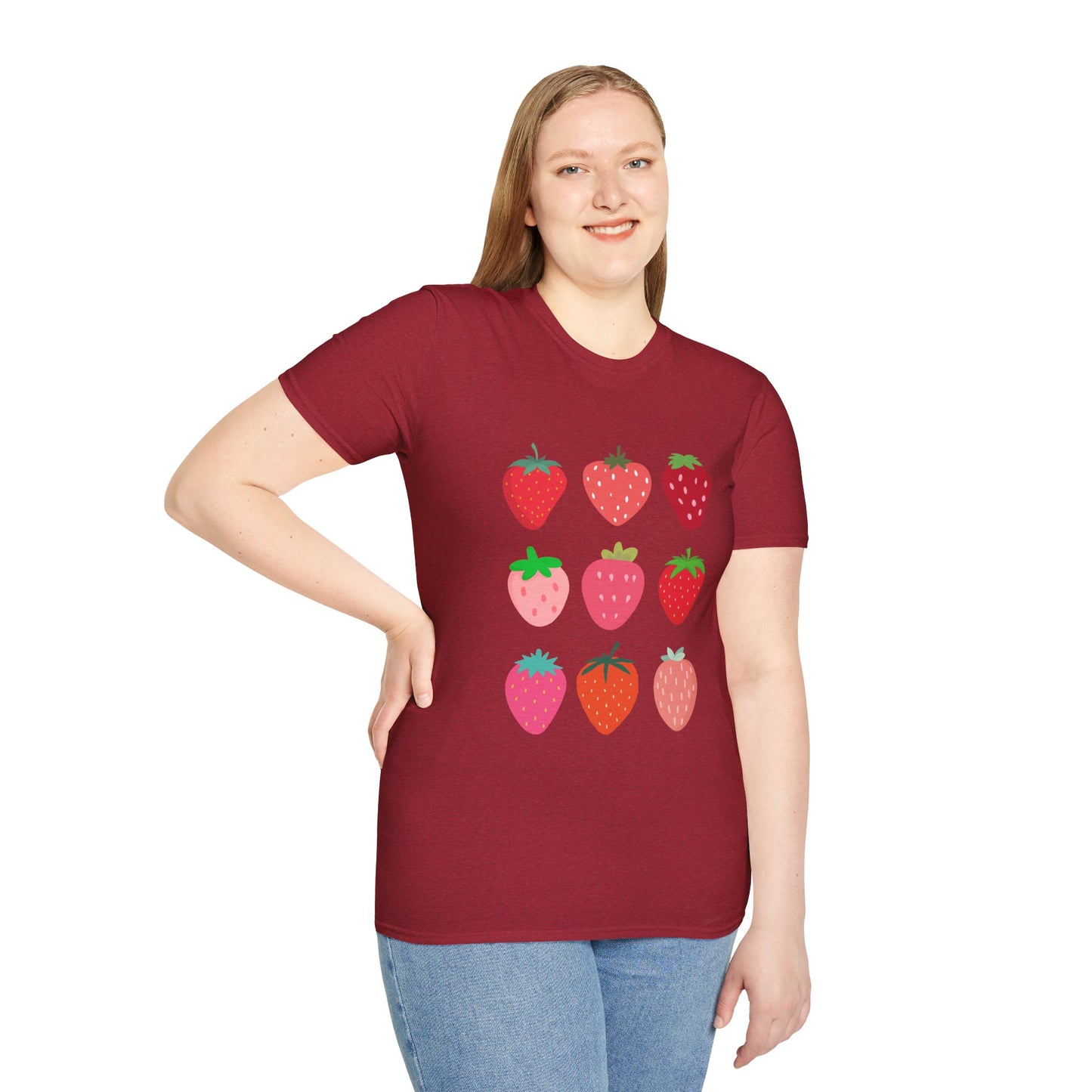 Strawberry Graphic Tee, Softstyle T-Shirt, Summer Casual Top, Fruit Lover's Shirt