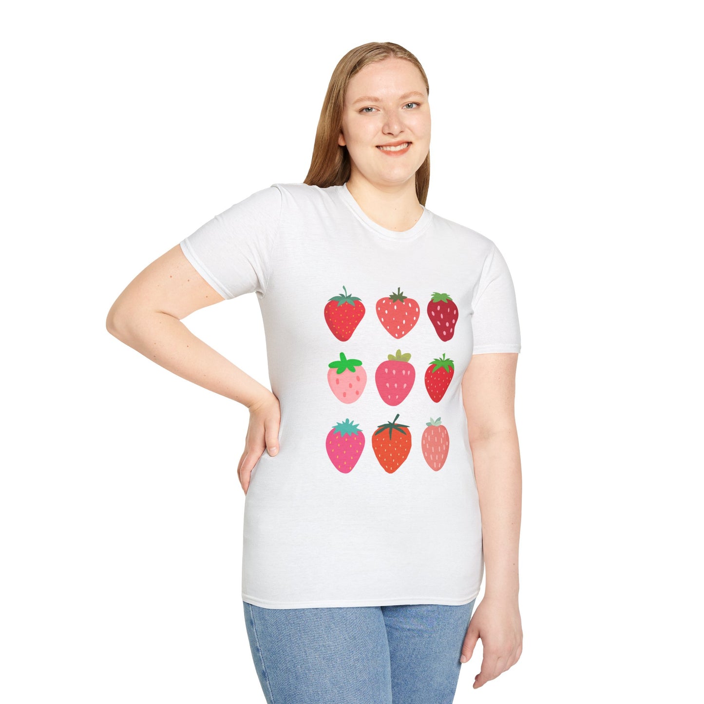 Strawberry Graphic Tee, Softstyle T-Shirt, Summer Casual Top, Fruit Lover's Shirt