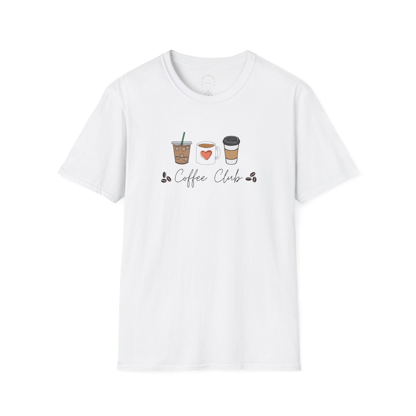 Coffee Club Unisex Softstyle T-Shirt, Coffee Lover's Tee, Funny Shirt, Gift for Baristas, Casual Wear, Perfect for Coffee Lovers