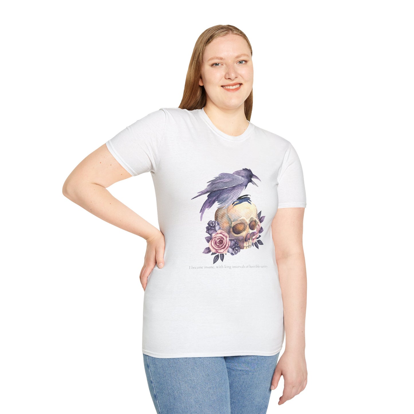Edgar Allan Poe Tee, Skull and Raven, Gothic Shirt, Casual Wear