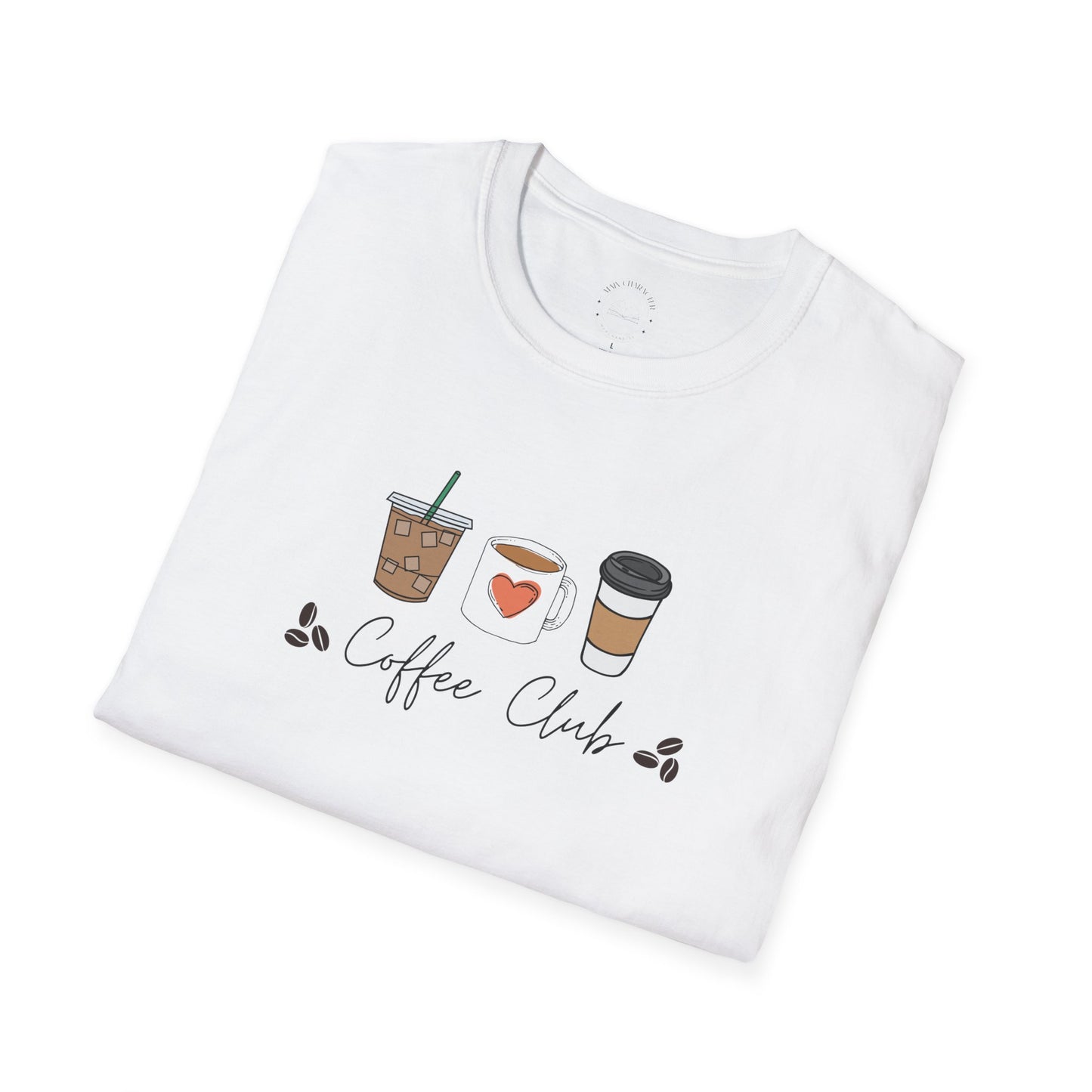 Coffee Club Unisex Softstyle T-Shirt, Coffee Lover's Tee, Funny Shirt, Gift for Baristas, Casual Wear, Perfect for Coffee Lovers