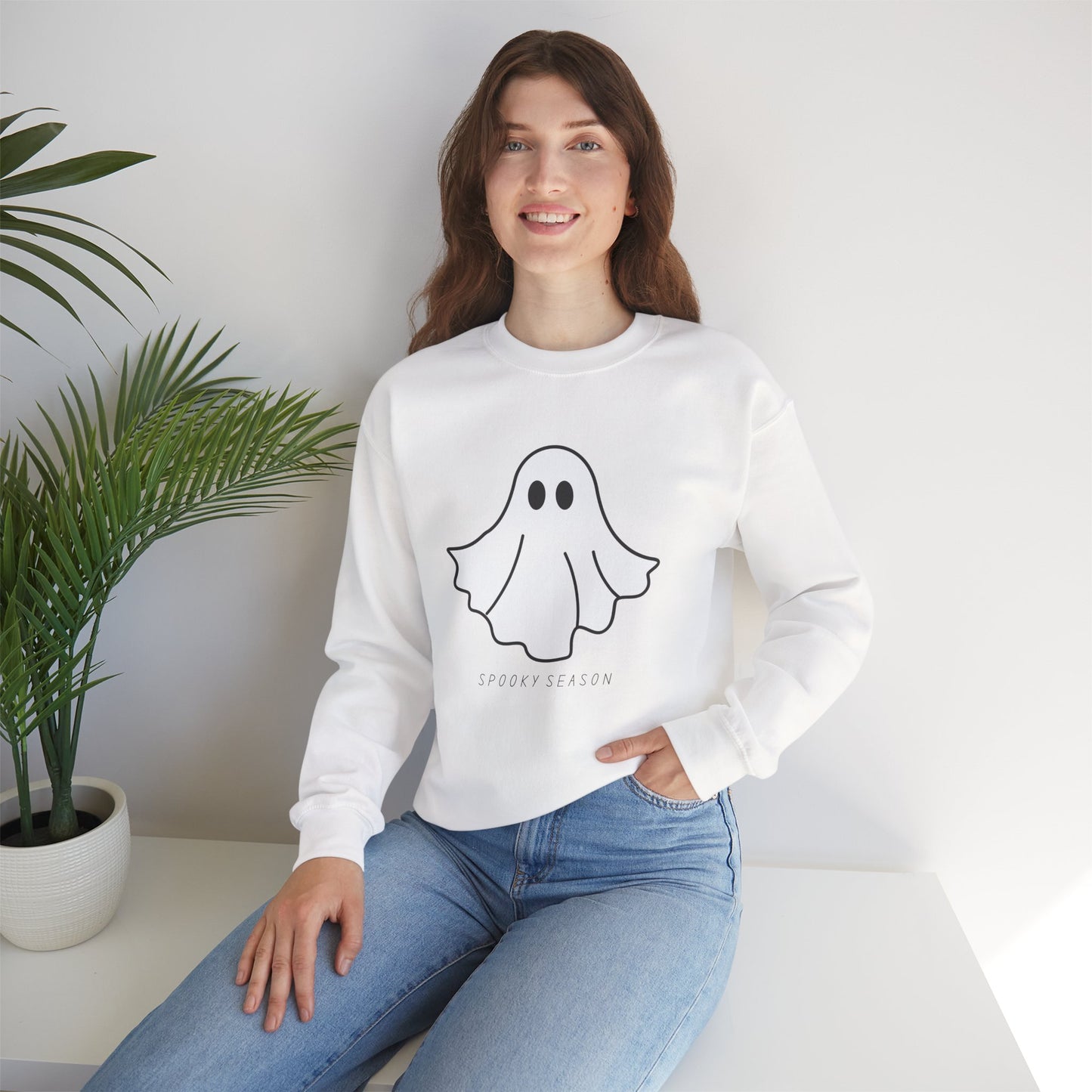 Spooky Season Ghost Sweatshirt, Cozy Halloween Crewneck for All Ages, Perfect Gift for Fall Celebrations, Unisex Sweatshirt, Spooky