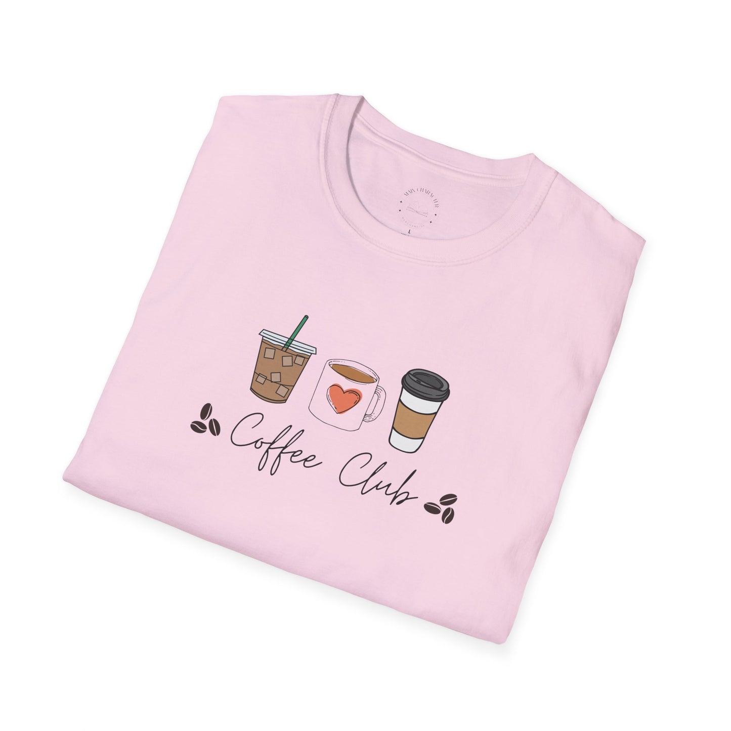 Coffee Club Unisex Softstyle T-Shirt, Coffee Lover's Tee, Funny Shirt, Gift for Baristas, Casual Wear, Perfect for Coffee Lovers