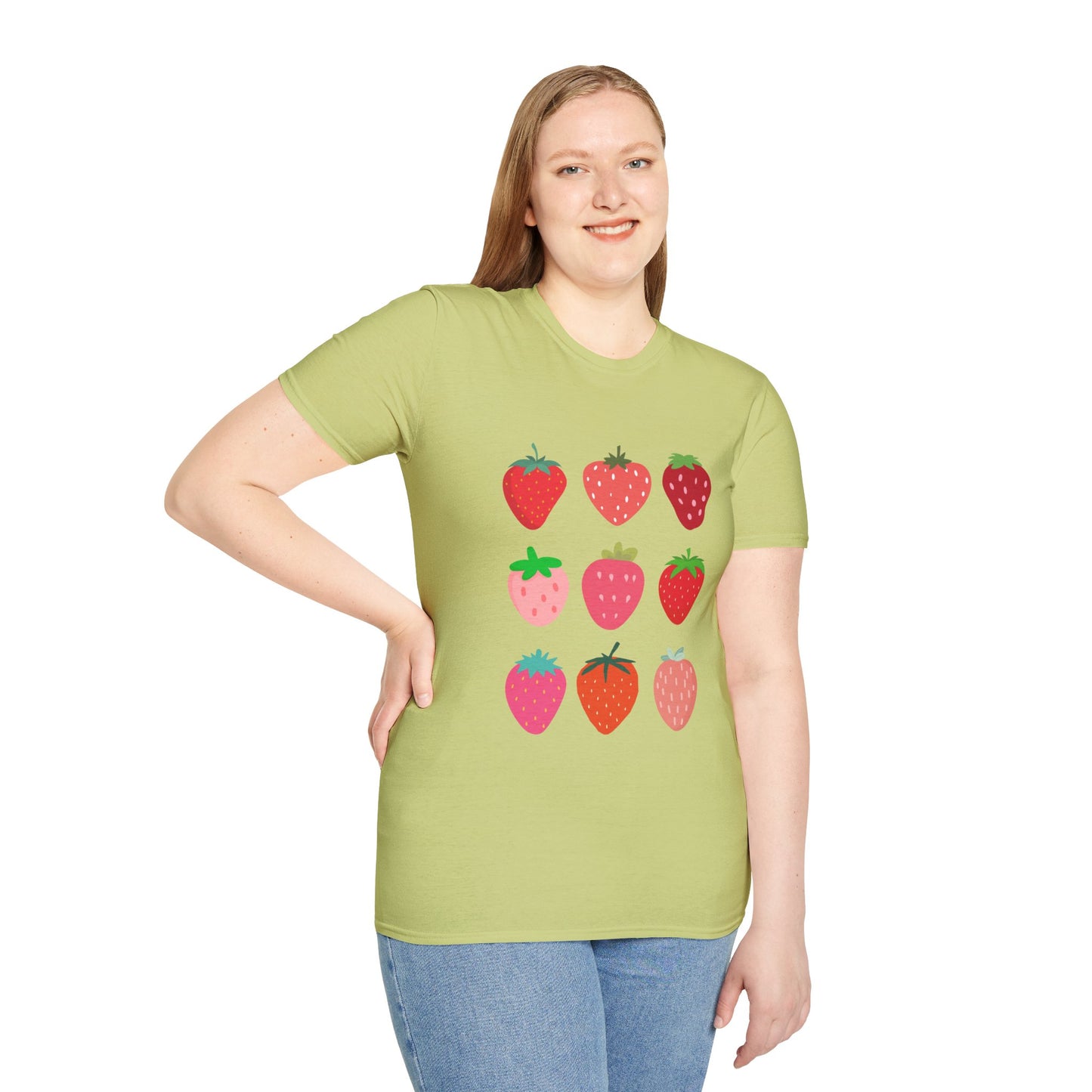 Strawberry Graphic Tee, Softstyle T-Shirt, Summer Casual Top, Fruit Lover's Shirt