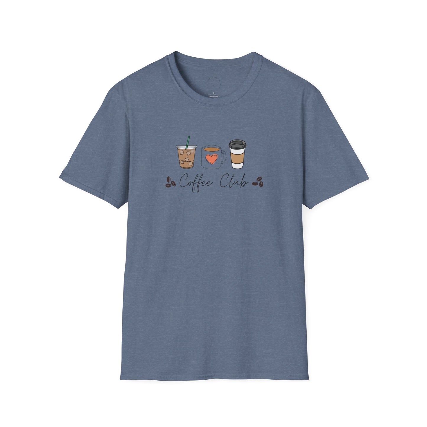Coffee Club Unisex Softstyle T-Shirt, Coffee Lover's Tee, Funny Shirt, Gift for Baristas, Casual Wear, Perfect for Coffee Lovers