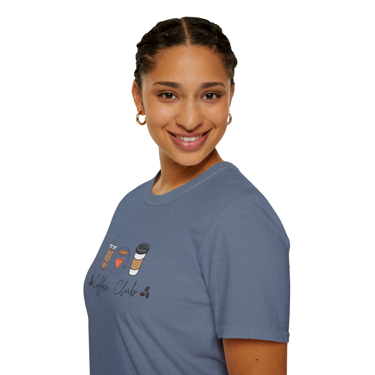 Coffee Club Unisex Softstyle T-Shirt, Coffee Lover's Tee, Funny Shirt, Gift for Baristas, Casual Wear, Perfect for Coffee Lovers