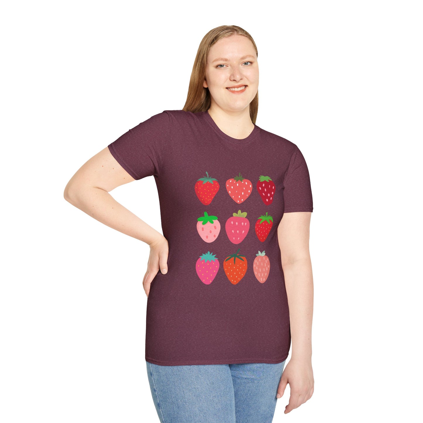 Strawberry Graphic Tee, Softstyle T-Shirt, Summer Casual Top, Fruit Lover's Shirt