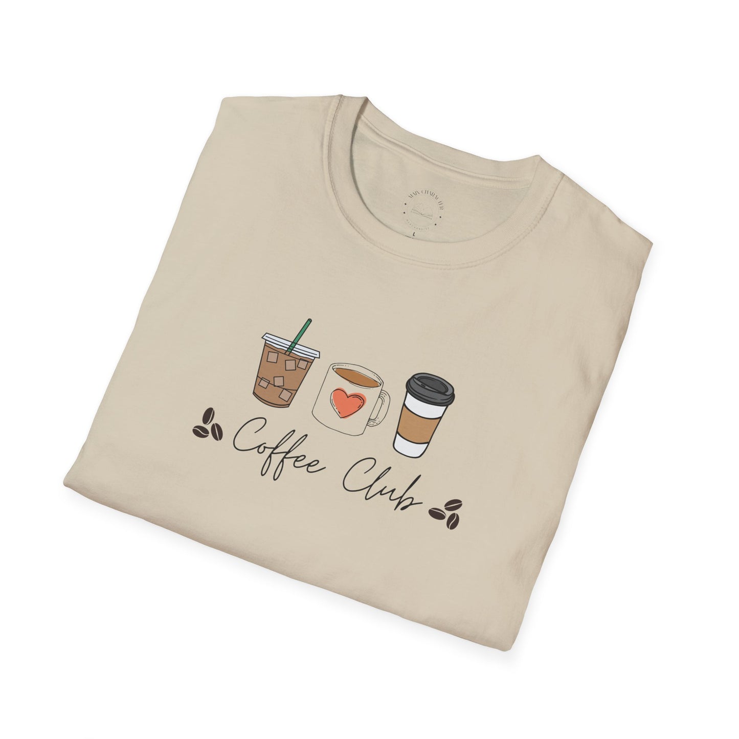 Coffee Club Unisex Softstyle T-Shirt, Coffee Lover's Tee, Funny Shirt, Gift for Baristas, Casual Wear, Perfect for Coffee Lovers