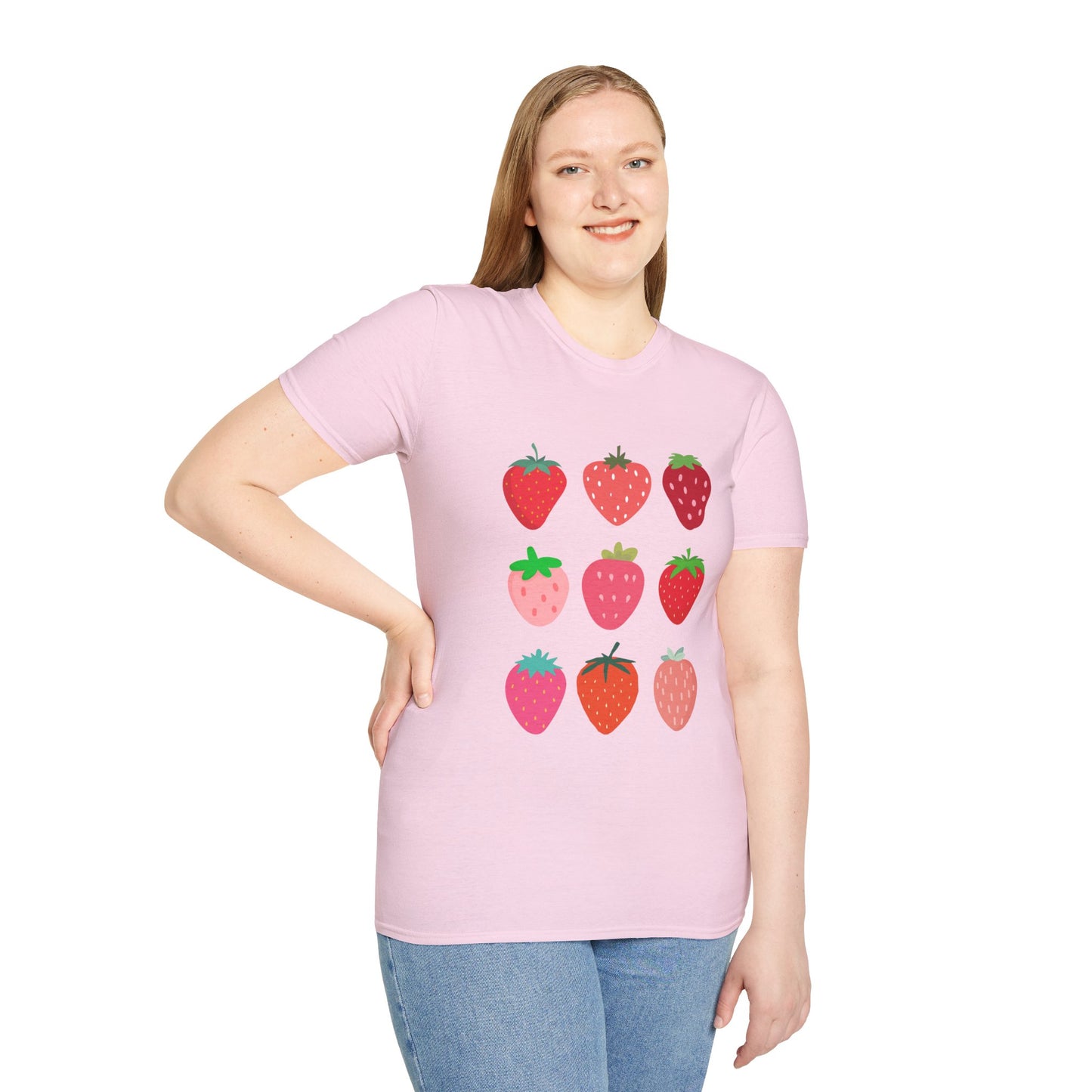 Strawberry Graphic Tee, Softstyle T-Shirt, Summer Casual Top, Fruit Lover's Shirt