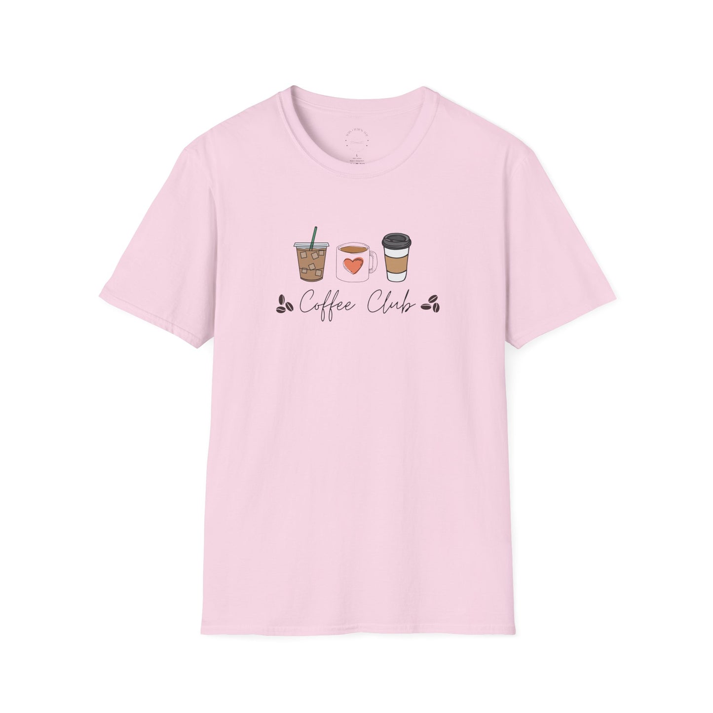 Coffee Club Unisex Softstyle T-Shirt, Coffee Lover's Tee, Funny Shirt, Gift for Baristas, Casual Wear, Perfect for Coffee Lovers