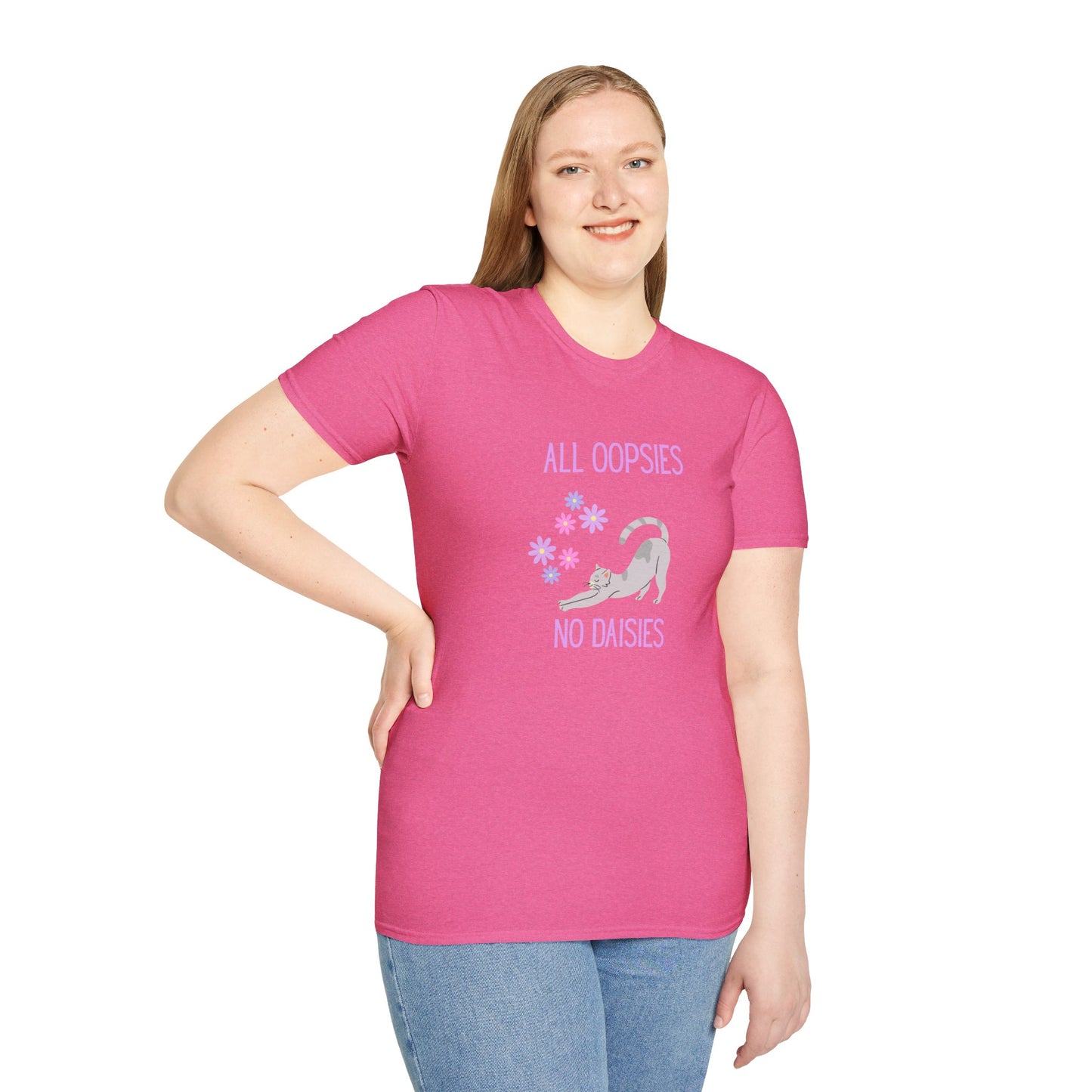 All Oopsies No Daisies Cat T‑Shirt – Cute Pastel Floral Cat Tee