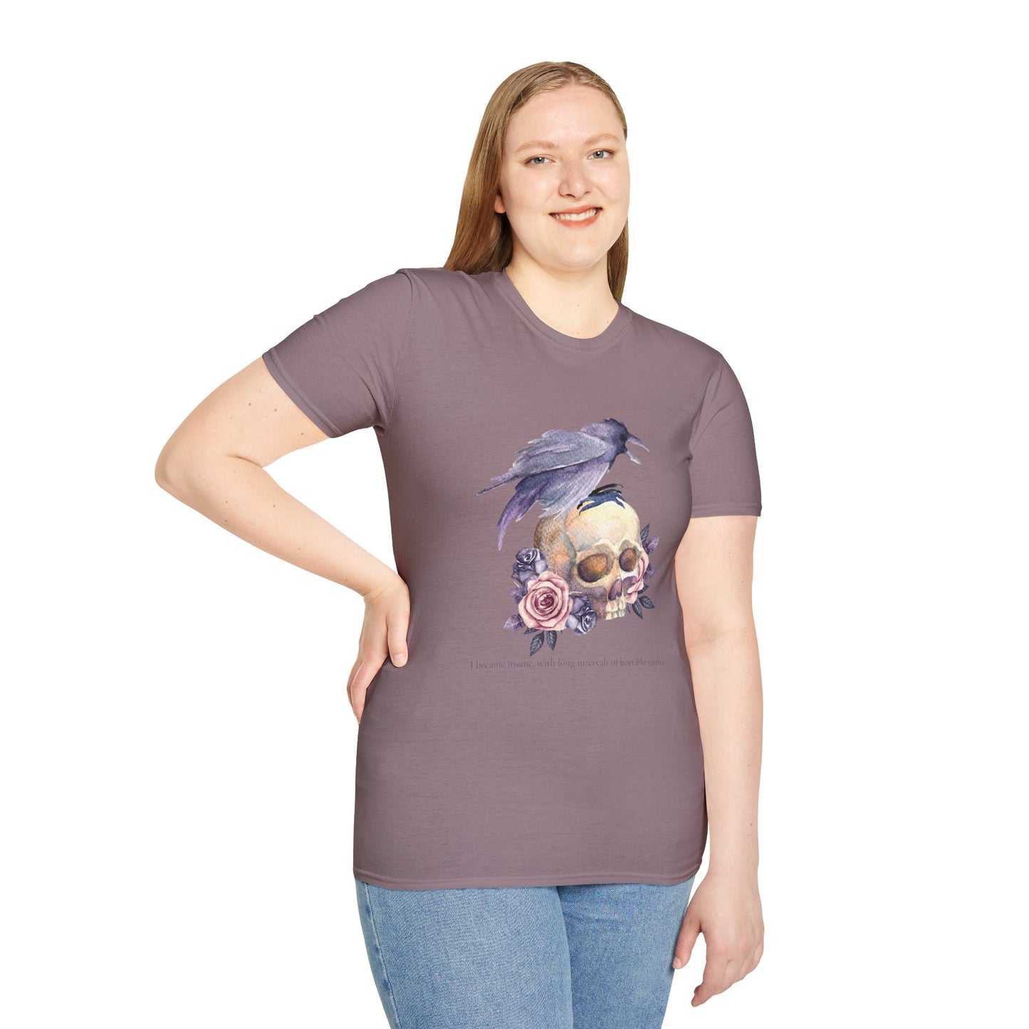 Edgar Allan Poe Tee, Skull and Raven, Gothic Shirt, Casual Wear