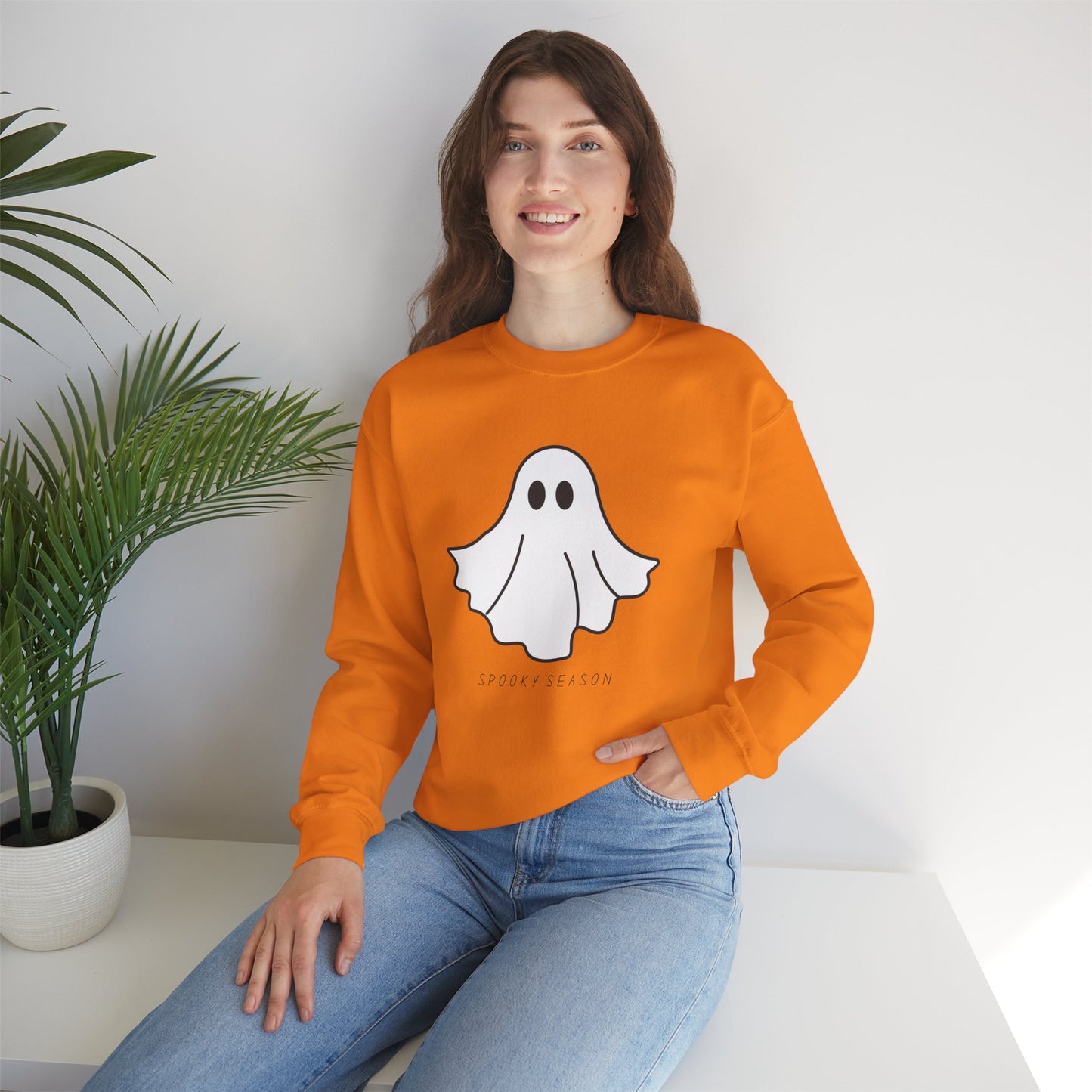 Spooky Season Ghost Sweatshirt, Cozy Halloween Crewneck for All Ages, Perfect Gift for Fall Celebrations, Unisex Sweatshirt, Spooky