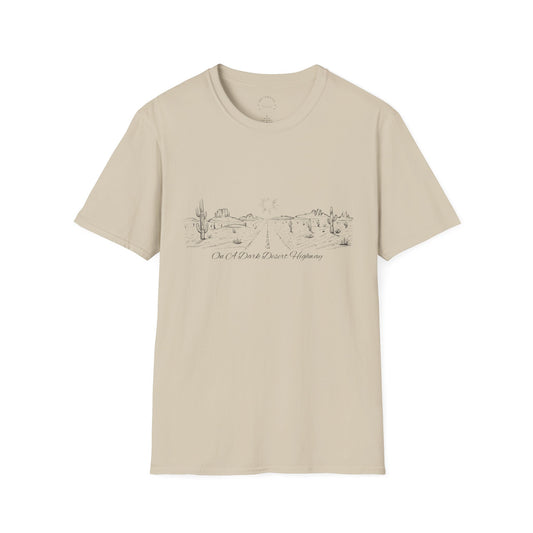 Dark Desert Highway Tee, Unisex T-Shirt, Vintage Outdoor Tee, Summer Casual Wear, Eagles Enthusiasts