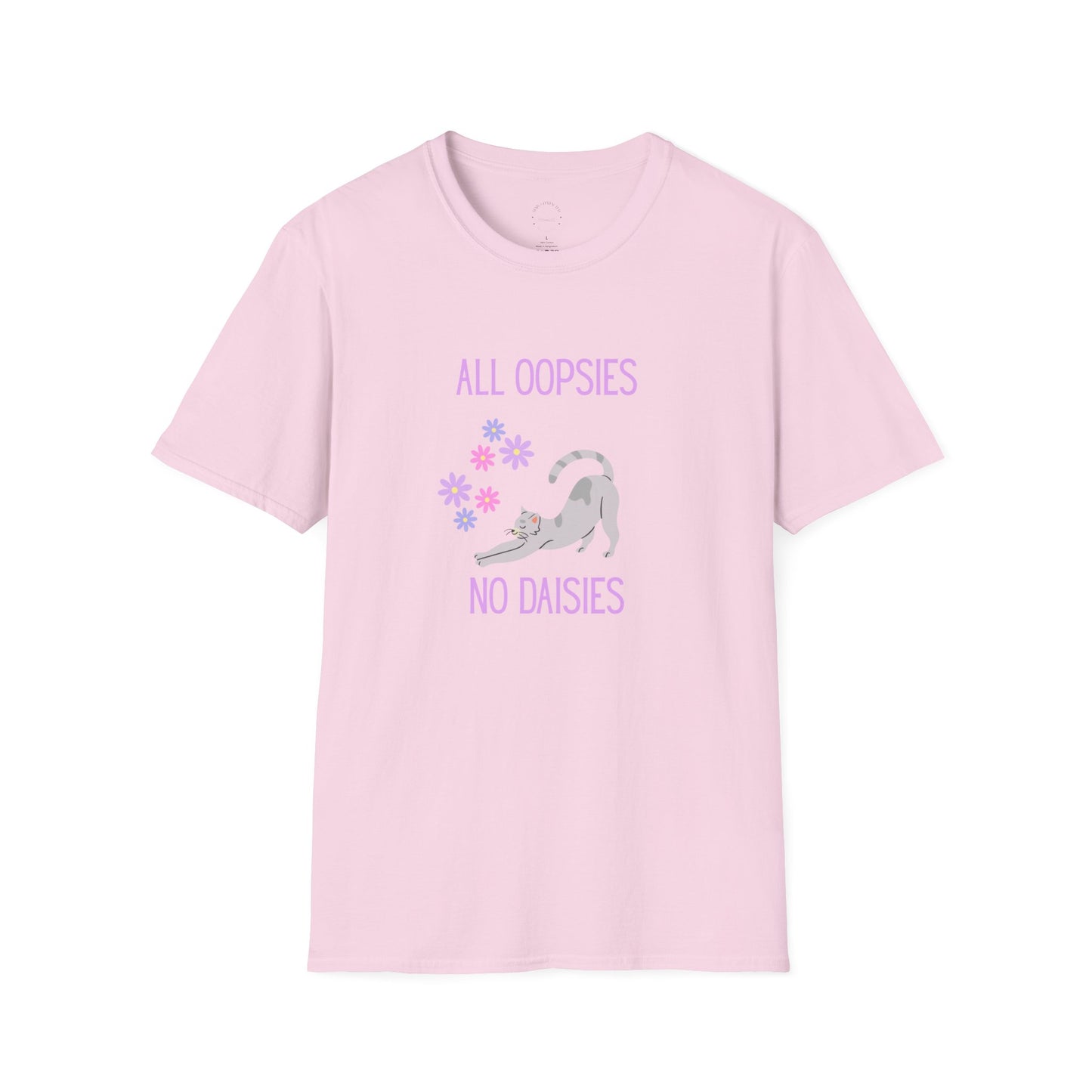 All Oopsies No Daisies Cat T‑Shirt – Cute Pastel Floral Cat Tee