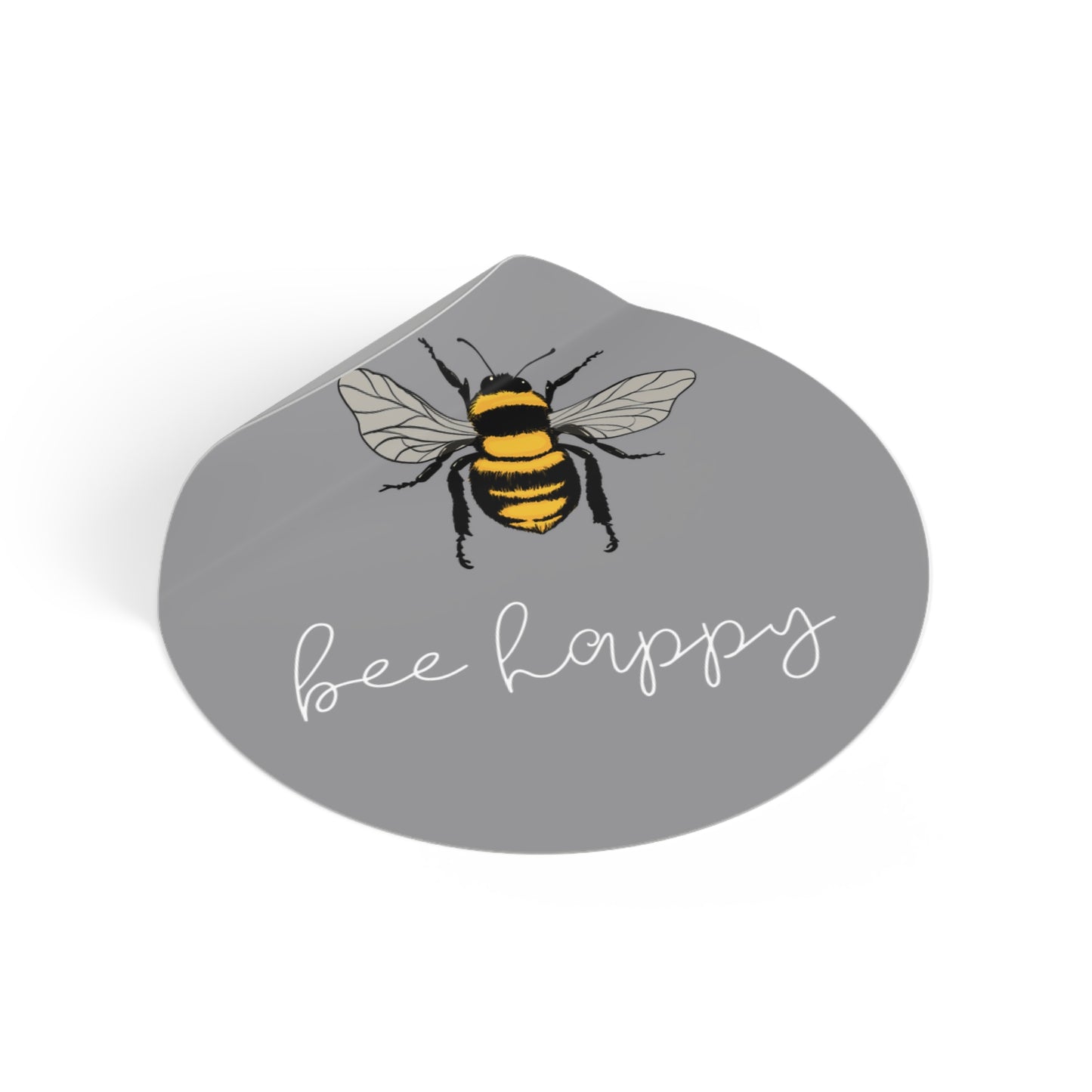 Bee Happy Round Vinyl Stickers, Inspirational Bee Stickers, Cute Nature Decor, Gift for Gardeners, Positive Vibes Stickers