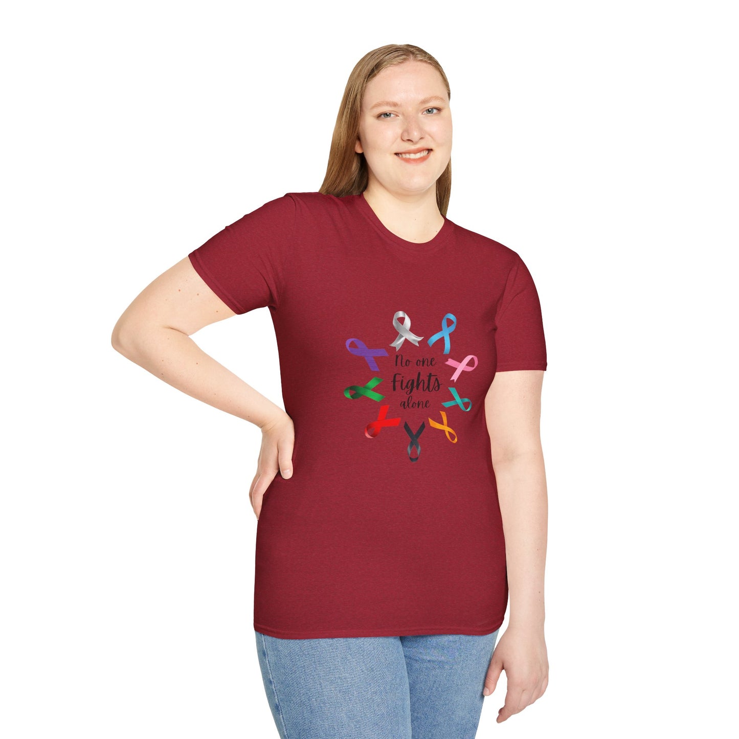 Empowerment Ribbon T-Shirt - No One Fights Alone, Unisex Tee, Cancer Awareness Apparel, Supportive Gift, Comfort & Hope