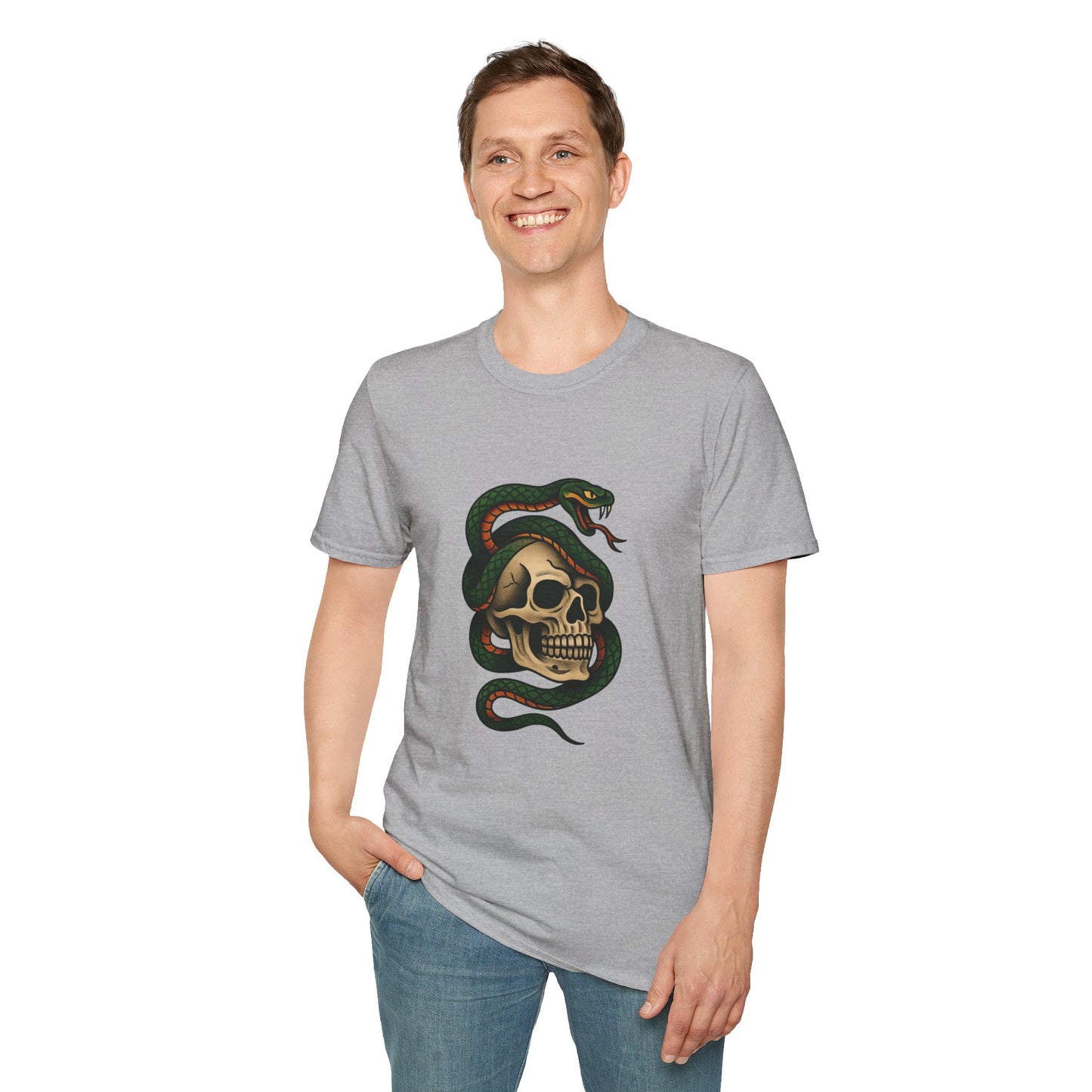 Snake and Skull T-Shirt | Unisex Graphic Tee, Edgy Fashion, Halloween Outfit, Vintage Style, Casual Wear