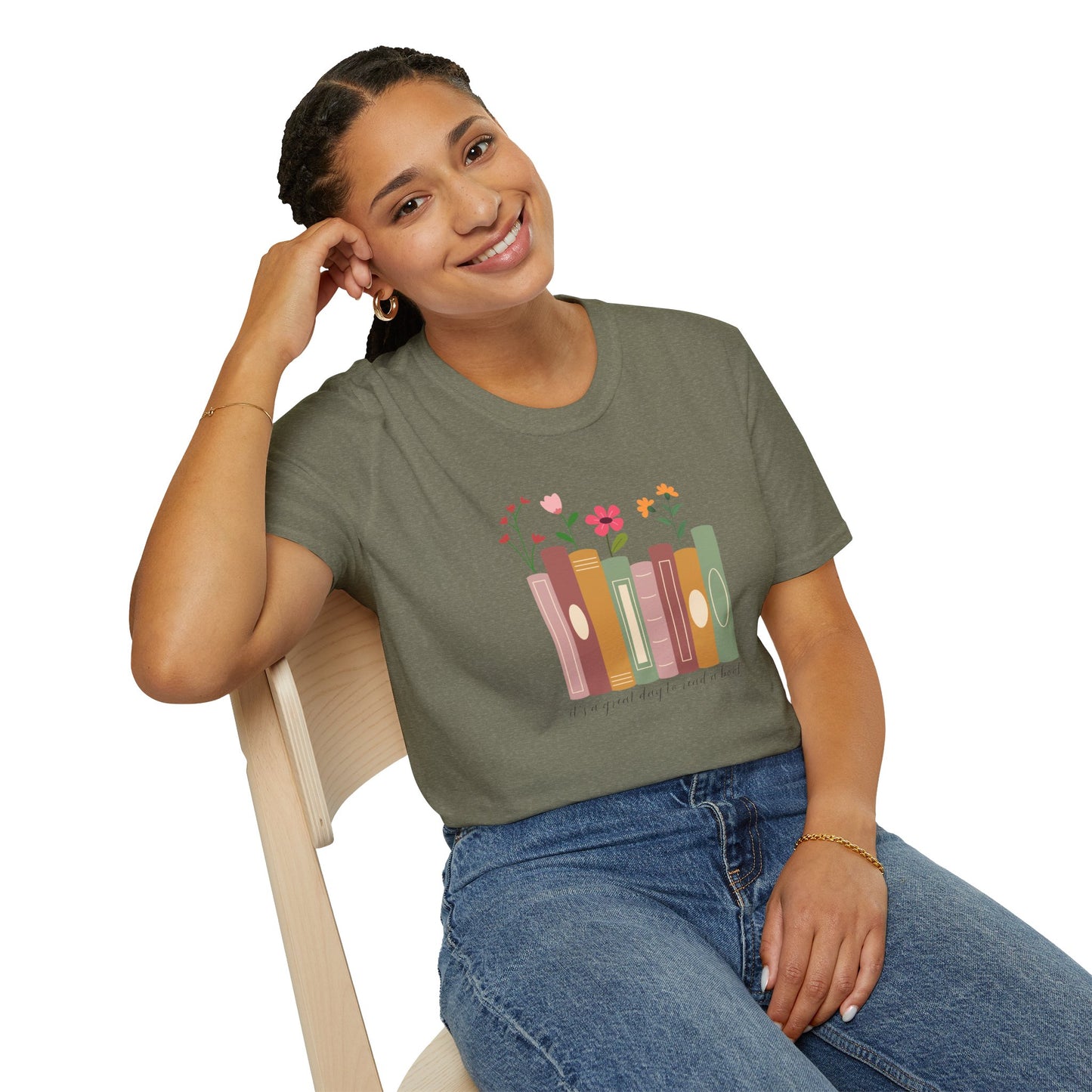 Books & Blooms T-Shirt, Cute Book Lover Gift, Floral Literary Tee, Cozy Reading Shirt