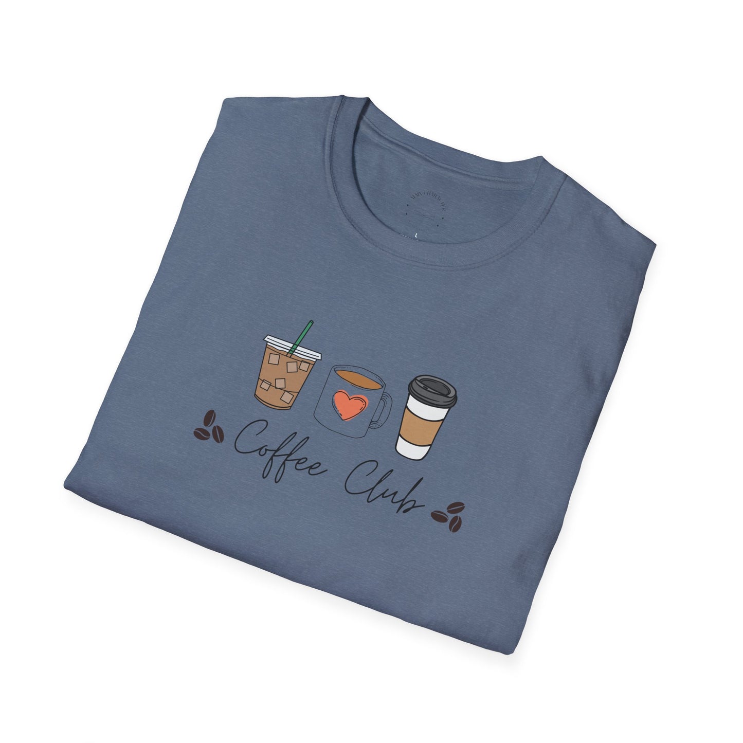 Coffee Club Unisex Softstyle T-Shirt, Coffee Lover's Tee, Funny Shirt, Gift for Baristas, Casual Wear, Perfect for Coffee Lovers