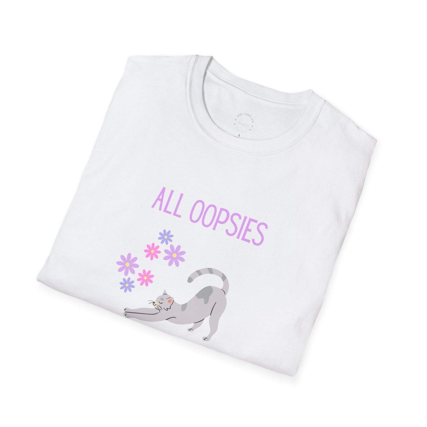 All Oopsies No Daisies Cat T‑Shirt – Cute Pastel Floral Cat Tee