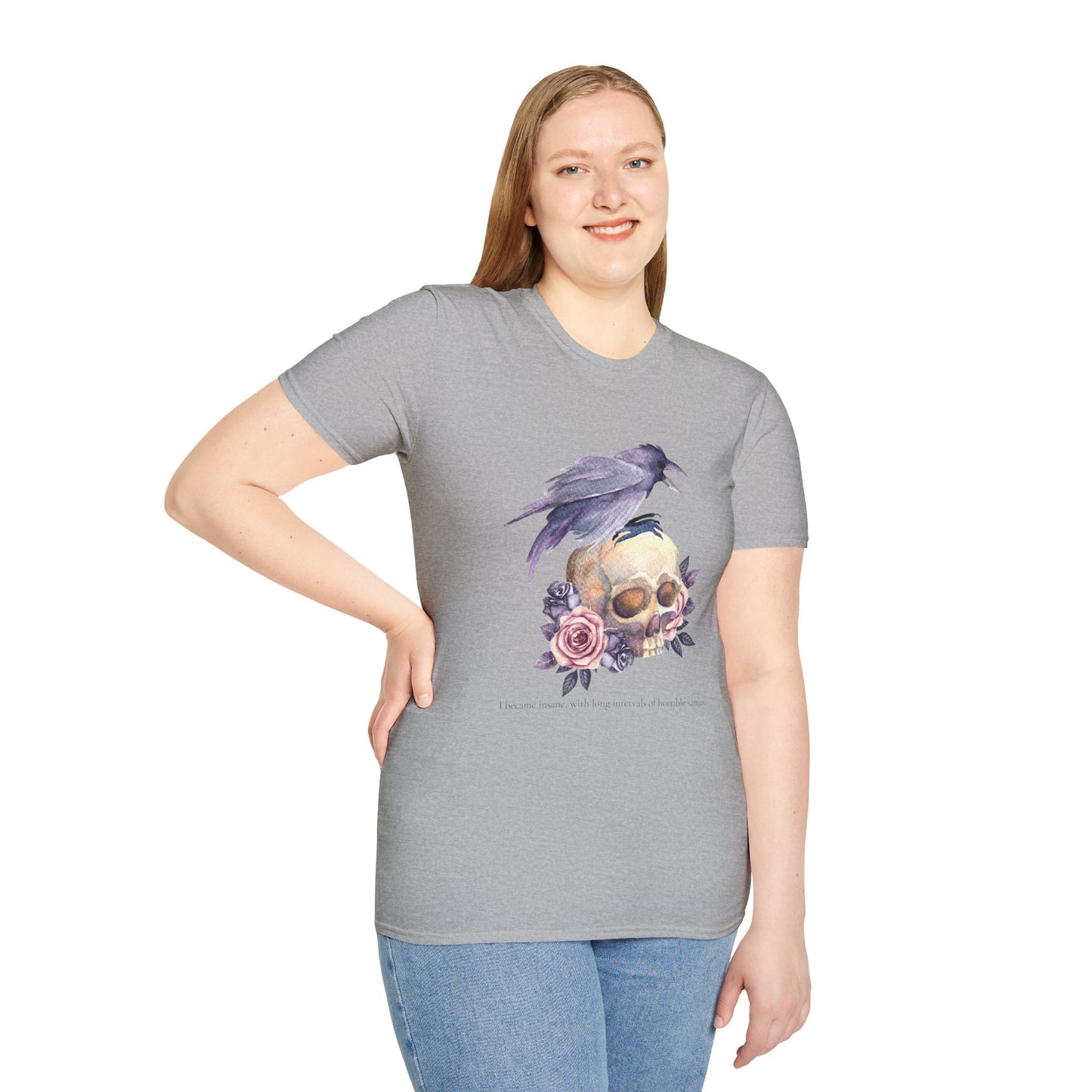 Edgar Allan Poe Tee, Skull and Raven, Gothic Shirt, Casual Wear