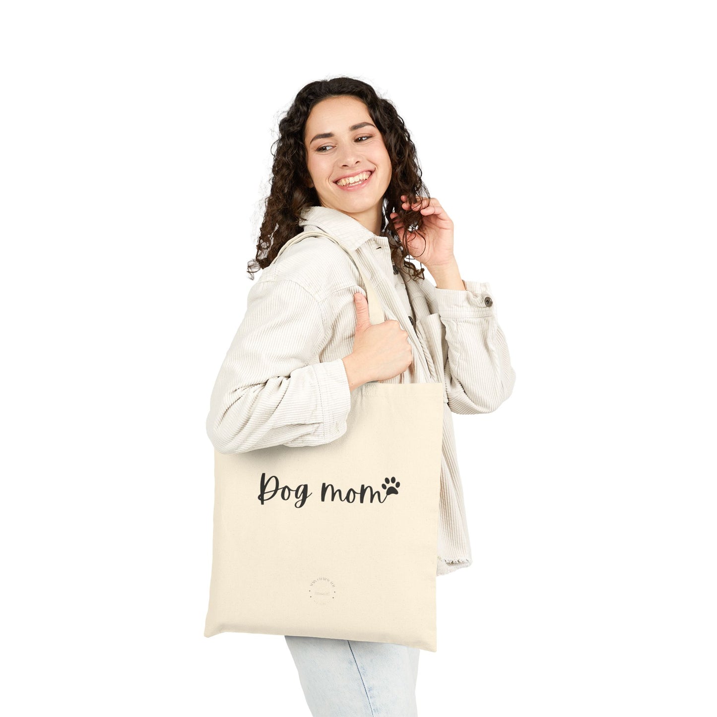 Dog Mom Cotton Canvas Tote Bag, Reusable Shopping Tote, Pet Lover Gift, Eco-Friendly Bag, Cute Dog Owner Accessory