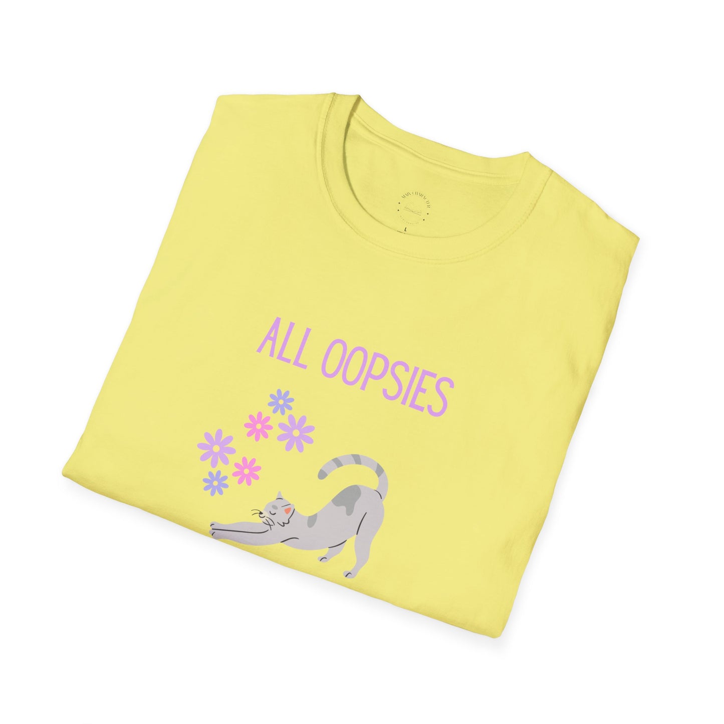 All Oopsies No Daisies Cat T‑Shirt – Cute Pastel Floral Cat Tee