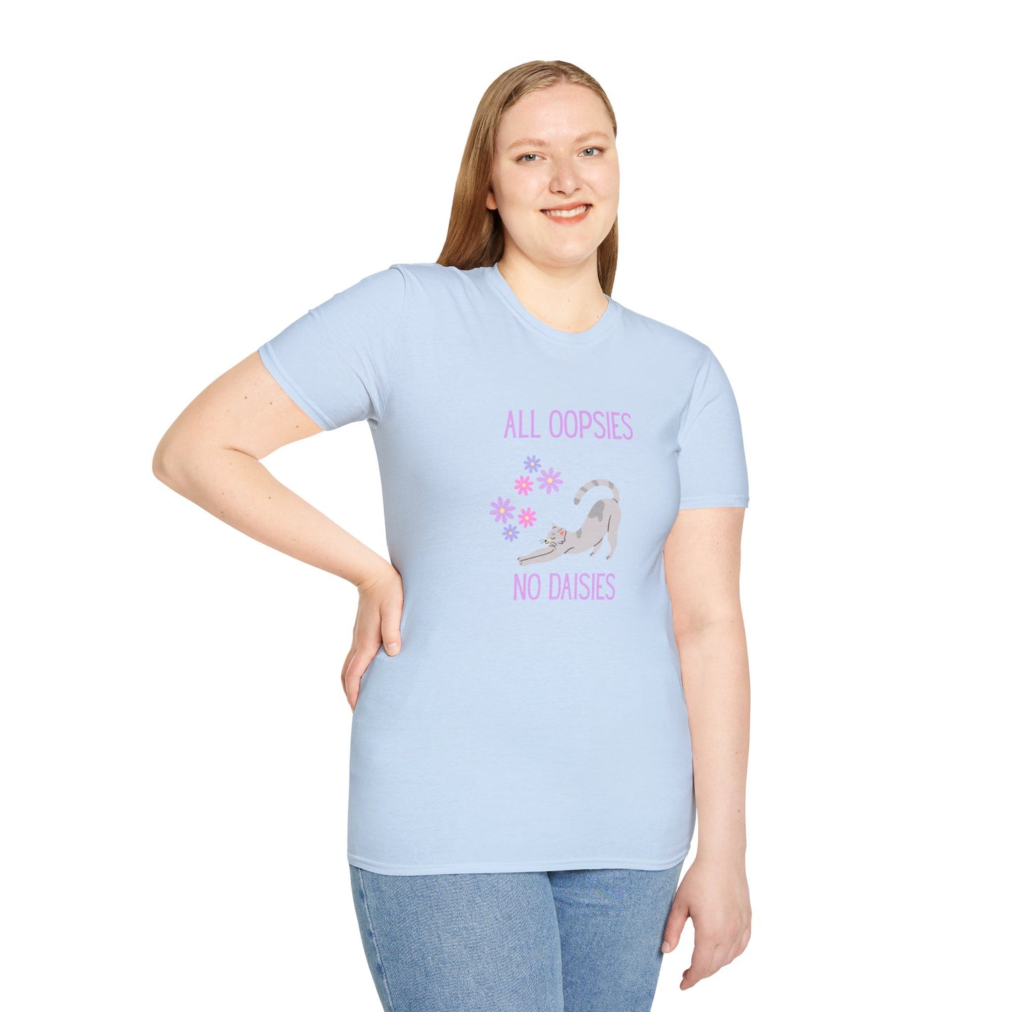 All Oopsies No Daisies Cat T‑Shirt – Cute Pastel Floral Cat Tee