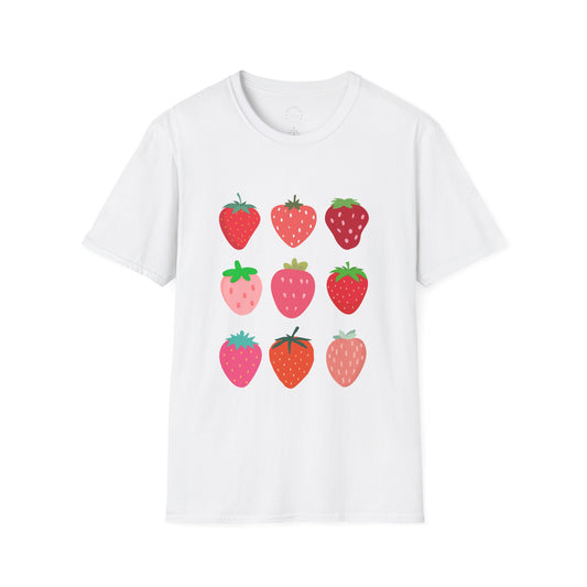 Strawberry Graphic Tee, Softstyle T-Shirt, Summer Casual Top, Fruit Lover's Shirt
