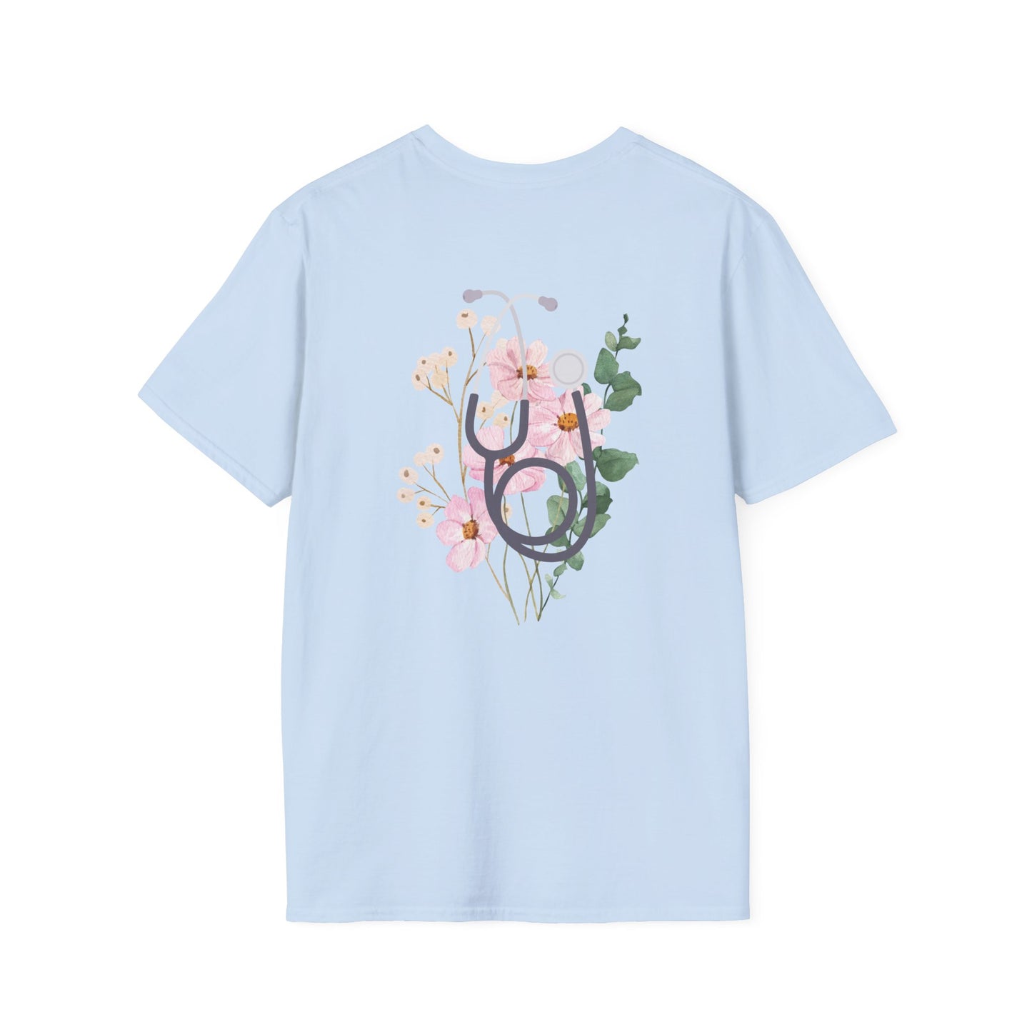 Floral Nurse T-Shirt, Botanical Graphic Tee, Casual Everyday Wear, Perfect for Spring