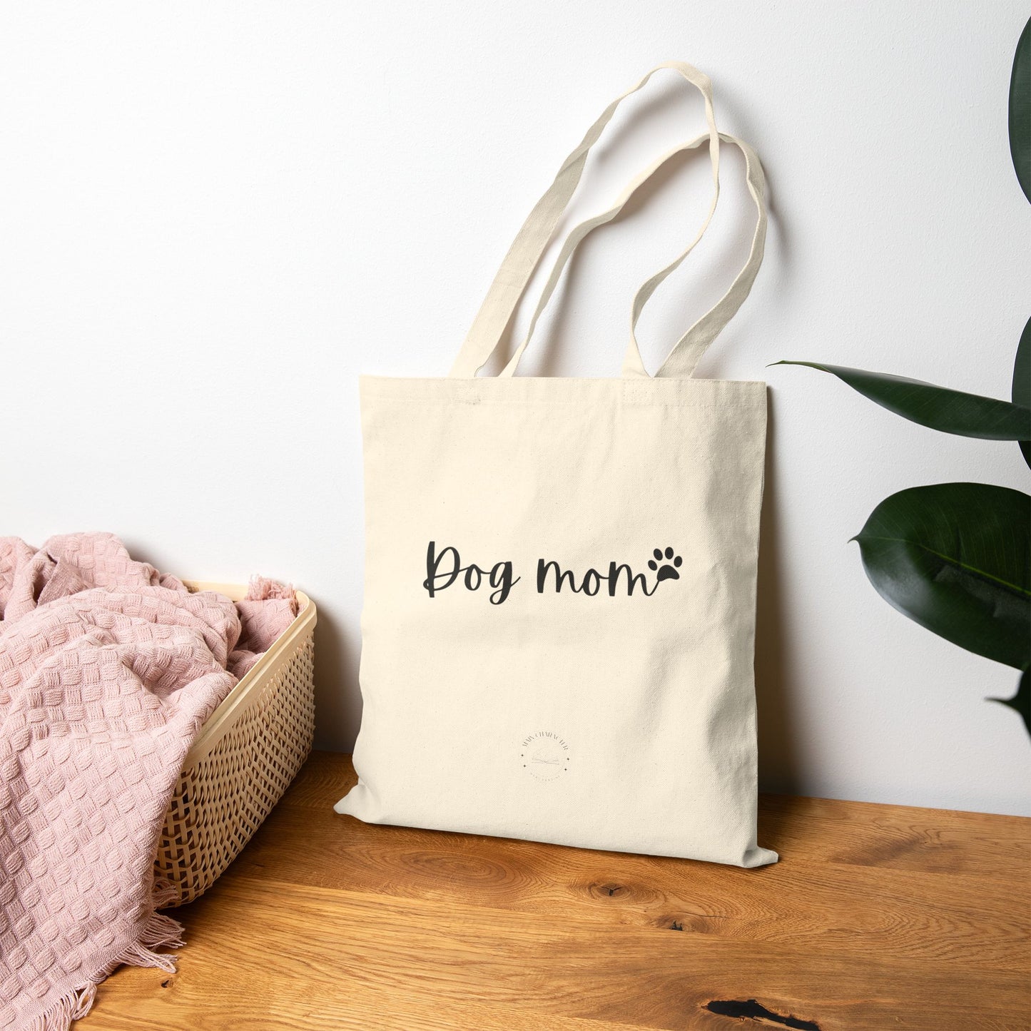 Dog Mom Cotton Canvas Tote Bag, Reusable Shopping Tote, Pet Lover Gift, Eco-Friendly Bag, Cute Dog Owner Accessory