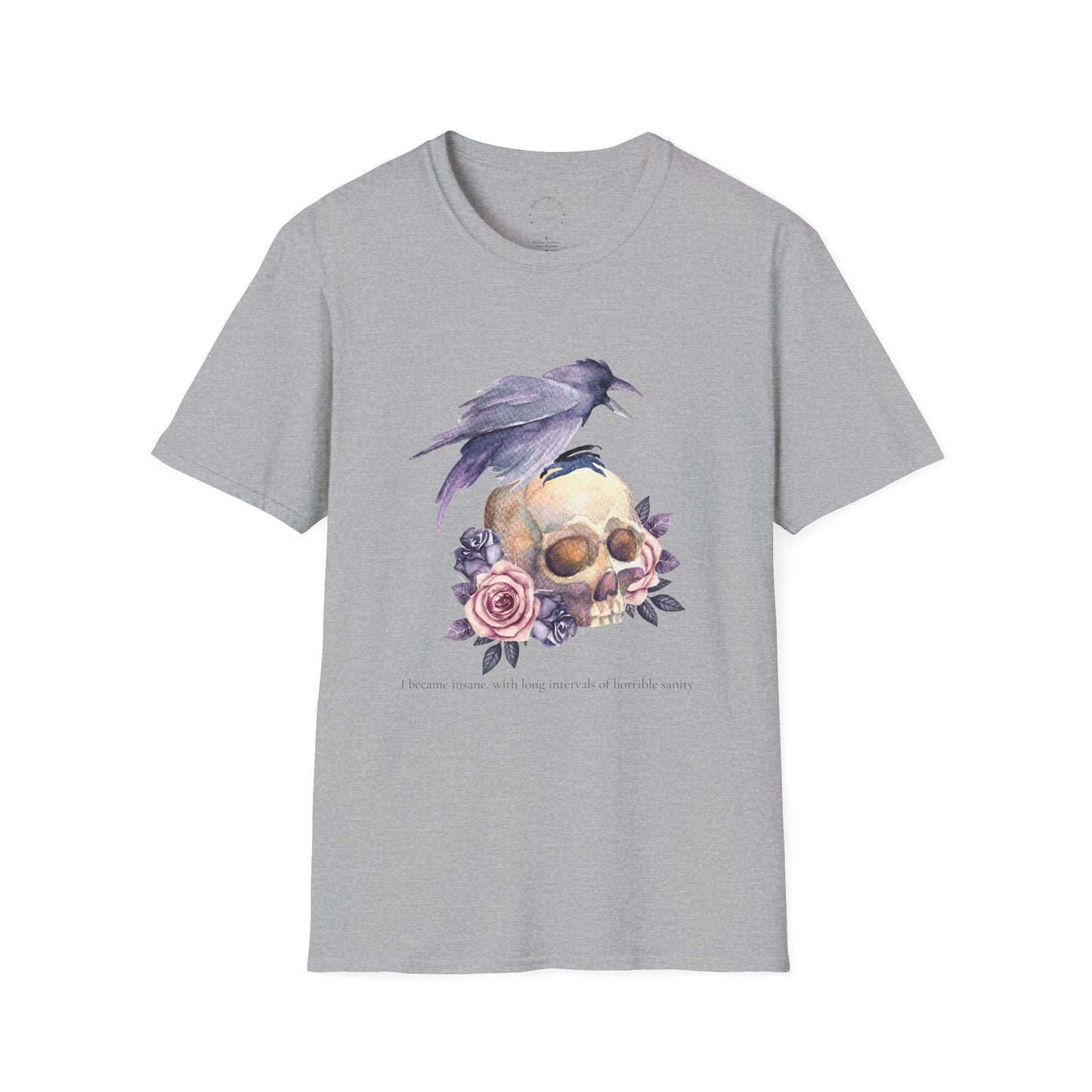 Edgar Allan Poe Tee, Skull and Raven, Gothic Shirt, Casual Wear