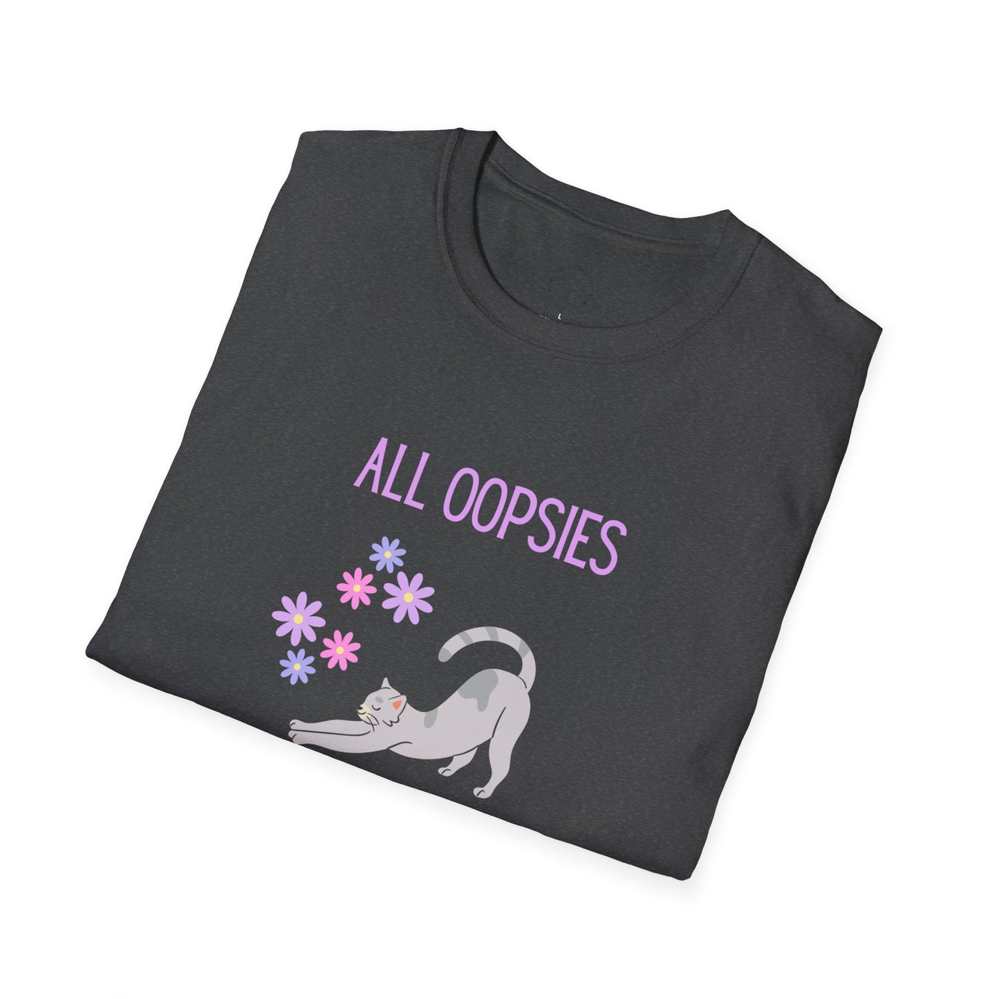 All Oopsies No Daisies Cat T‑Shirt – Cute Pastel Floral Cat Tee