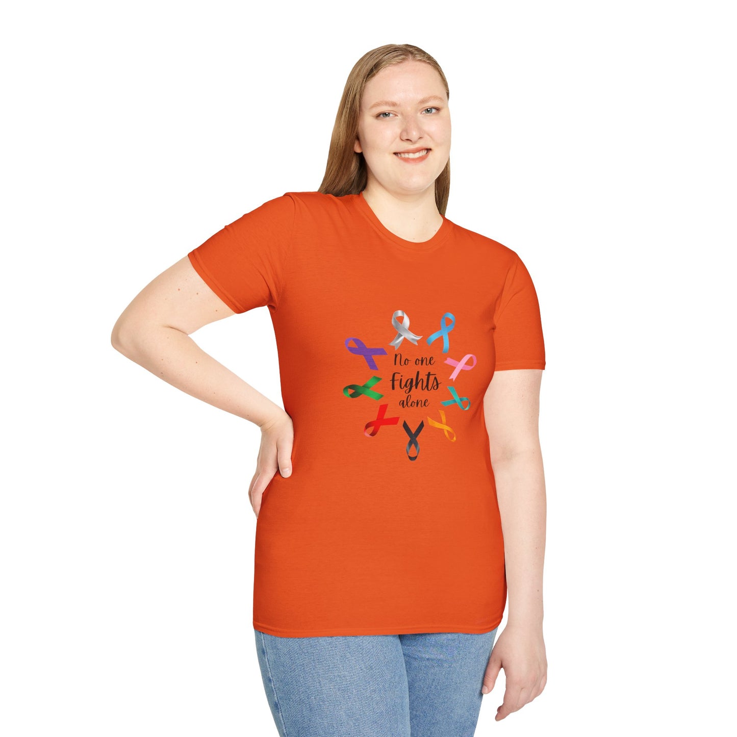 Empowerment Ribbon T-Shirt - No One Fights Alone, Unisex Tee, Cancer Awareness Apparel, Supportive Gift, Comfort & Hope