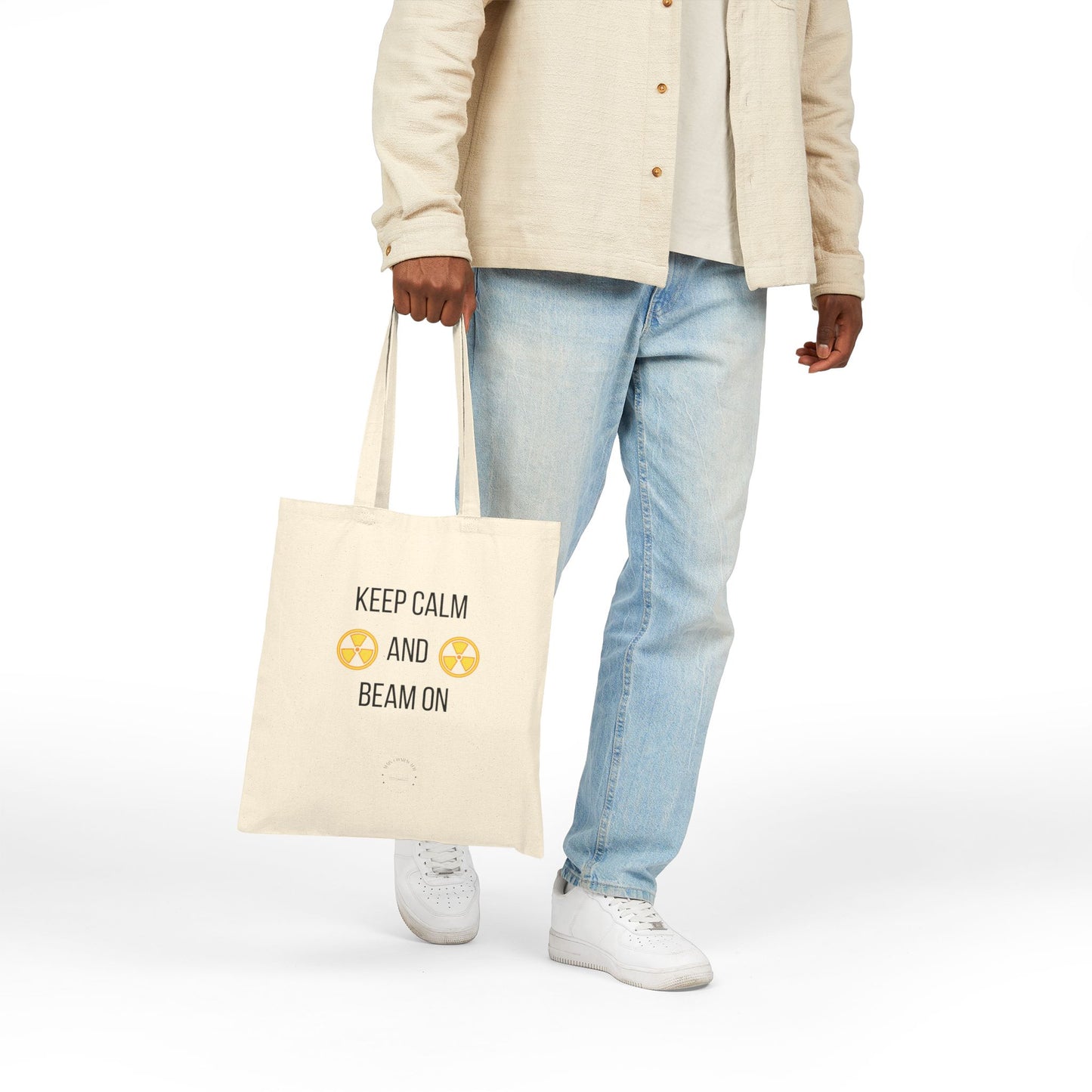 Keep Calm and Beam On Tote Bag, Reusable Shopping Bag, Eco-Friendly Gift, Motivational Canvas Bag, Beach Tote, Everyday Use Bag