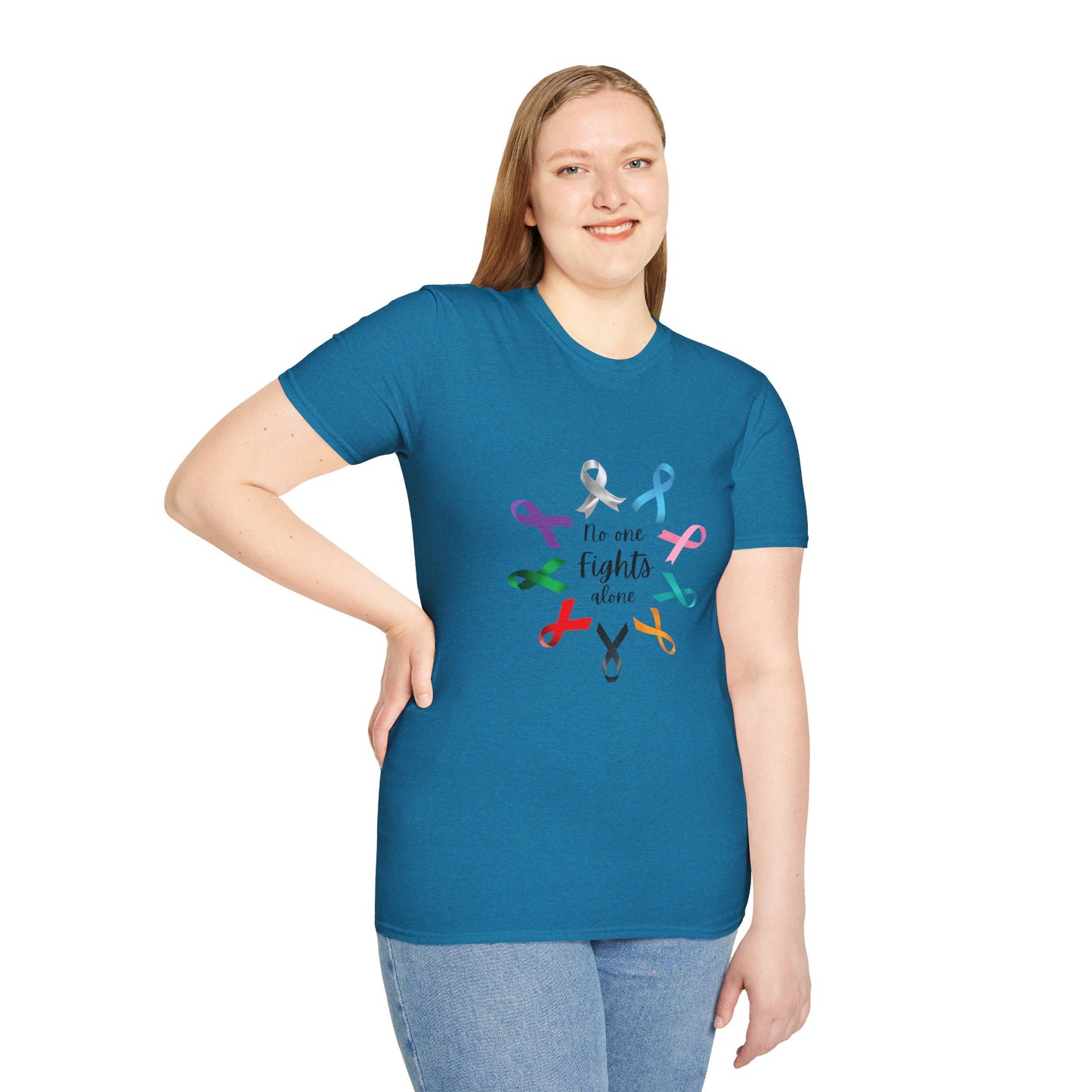 Empowerment Ribbon T-Shirt - No One Fights Alone, Unisex Tee, Cancer Awareness Apparel, Supportive Gift, Comfort & Hope