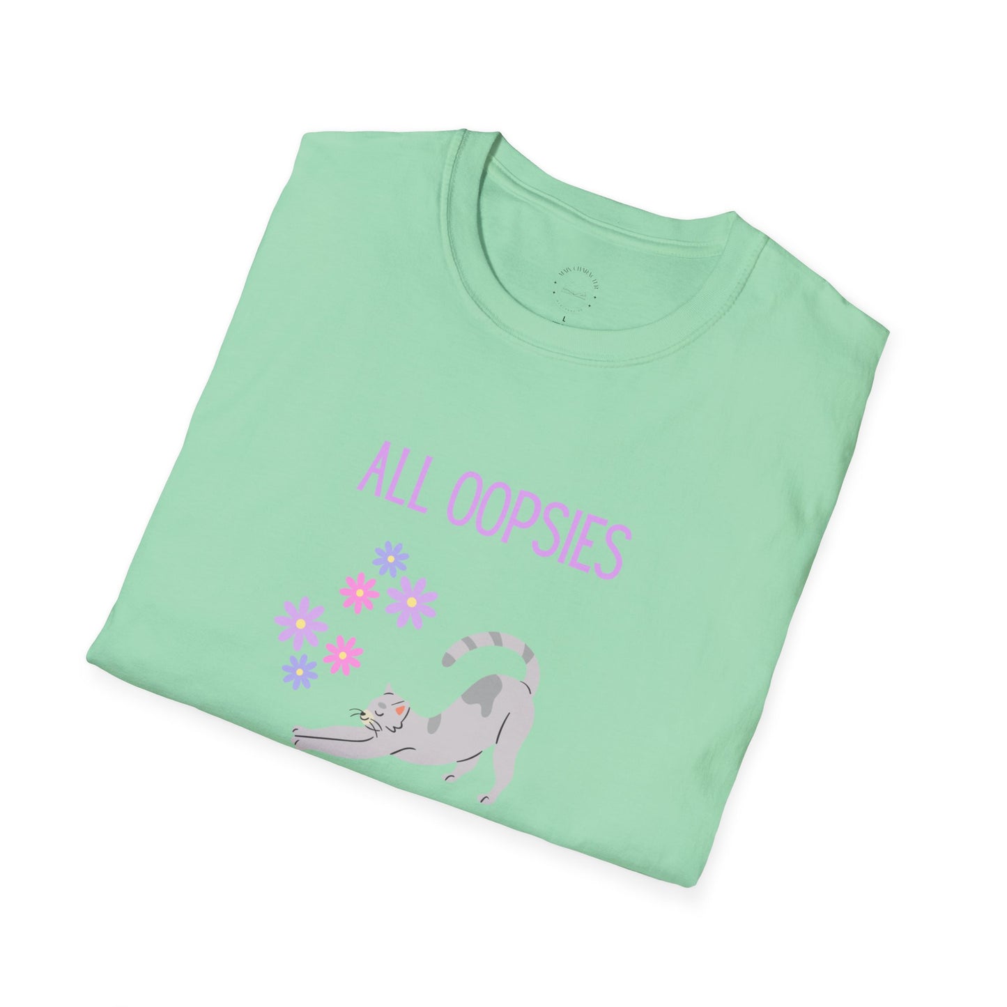 All Oopsies No Daisies Cat T‑Shirt – Cute Pastel Floral Cat Tee