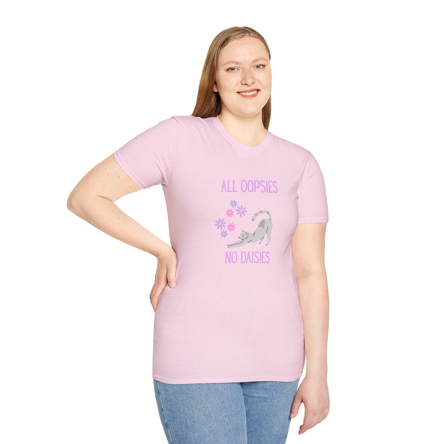 All Oopsies No Daisies Cat T‑Shirt – Cute Pastel Floral Cat Tee