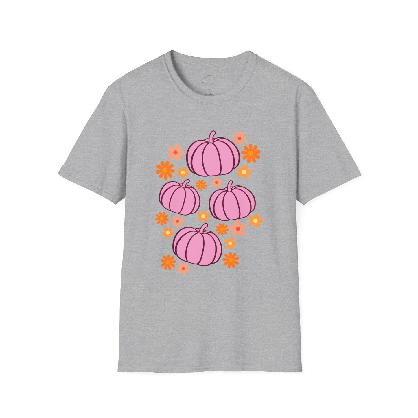 Pink Pumpkin Blooms T-Shirt | Autumn Style Tee, Fall Fashion, Halloween Shirt, Cute Casual Wear, Gift for Her