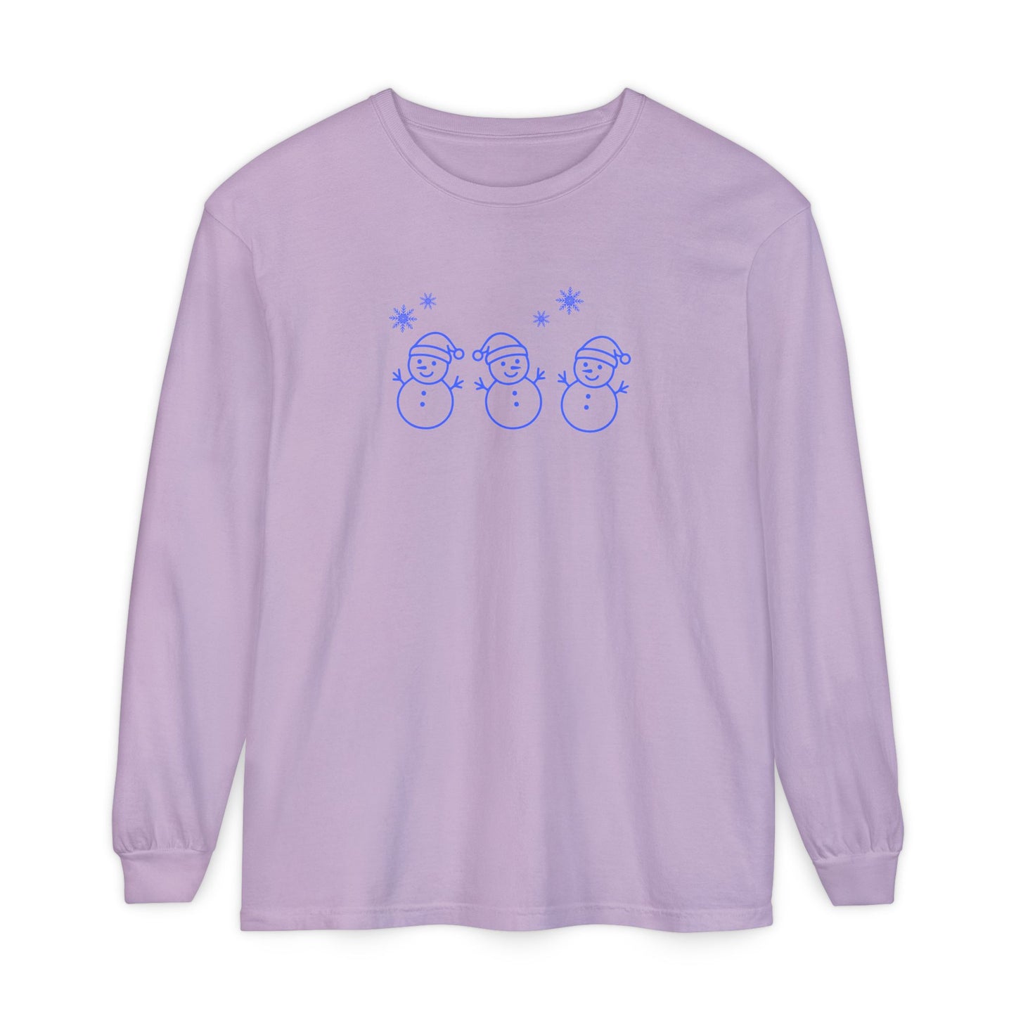 Snowman Trio Long Sleeve Tee — Cute Minimal Holiday Shirt