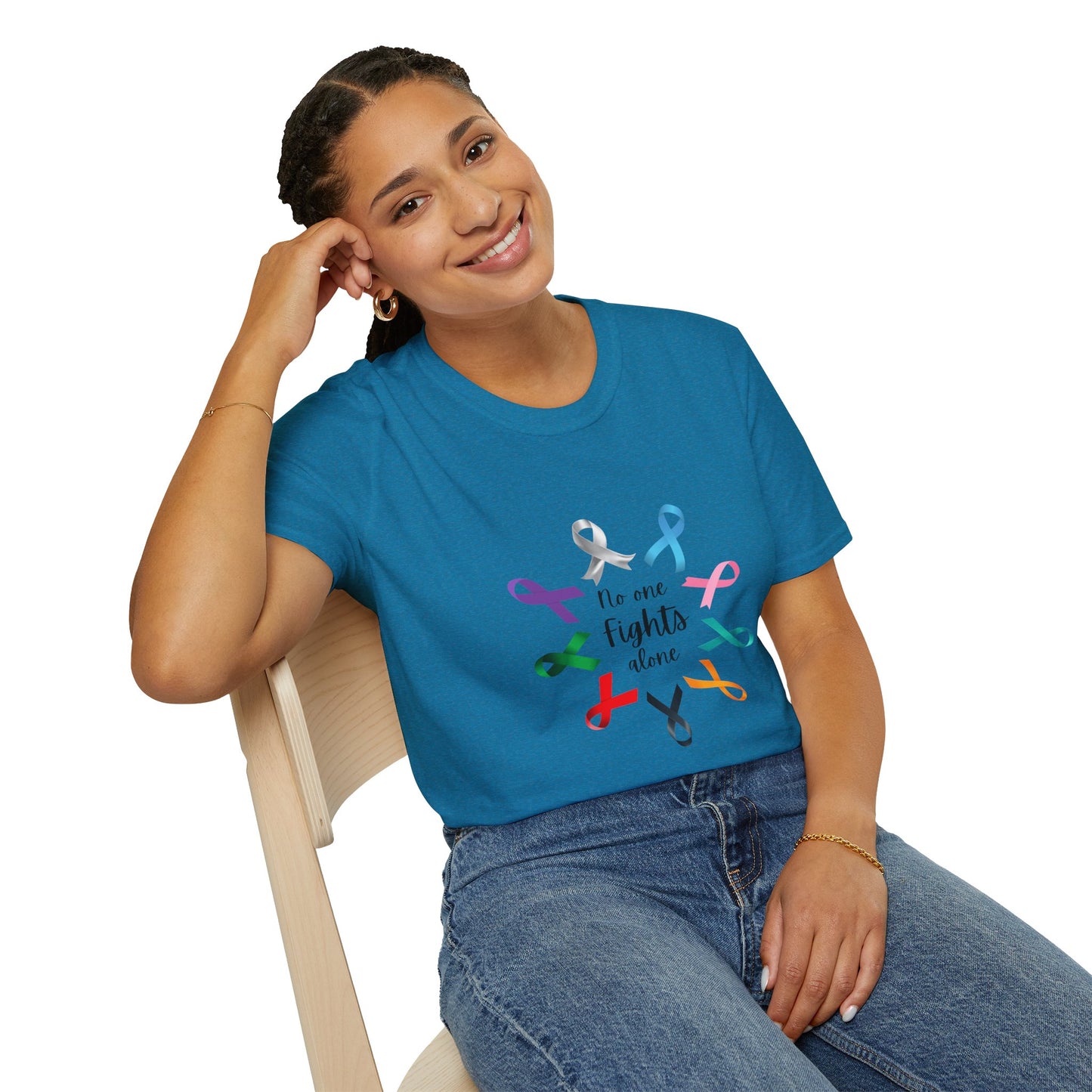 Empowerment Ribbon T-Shirt - No One Fights Alone, Unisex Tee, Cancer Awareness Apparel, Supportive Gift, Comfort & Hope
