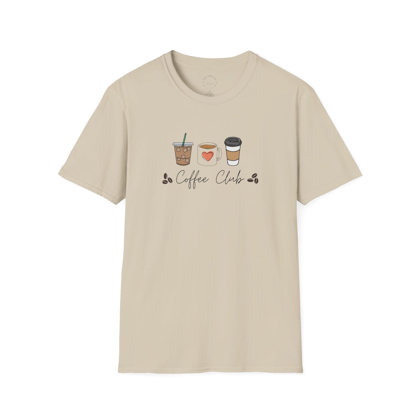 Coffee Club Unisex Softstyle T-Shirt, Coffee Lover's Tee, Funny Shirt, Gift for Baristas, Casual Wear, Perfect for Coffee Lovers