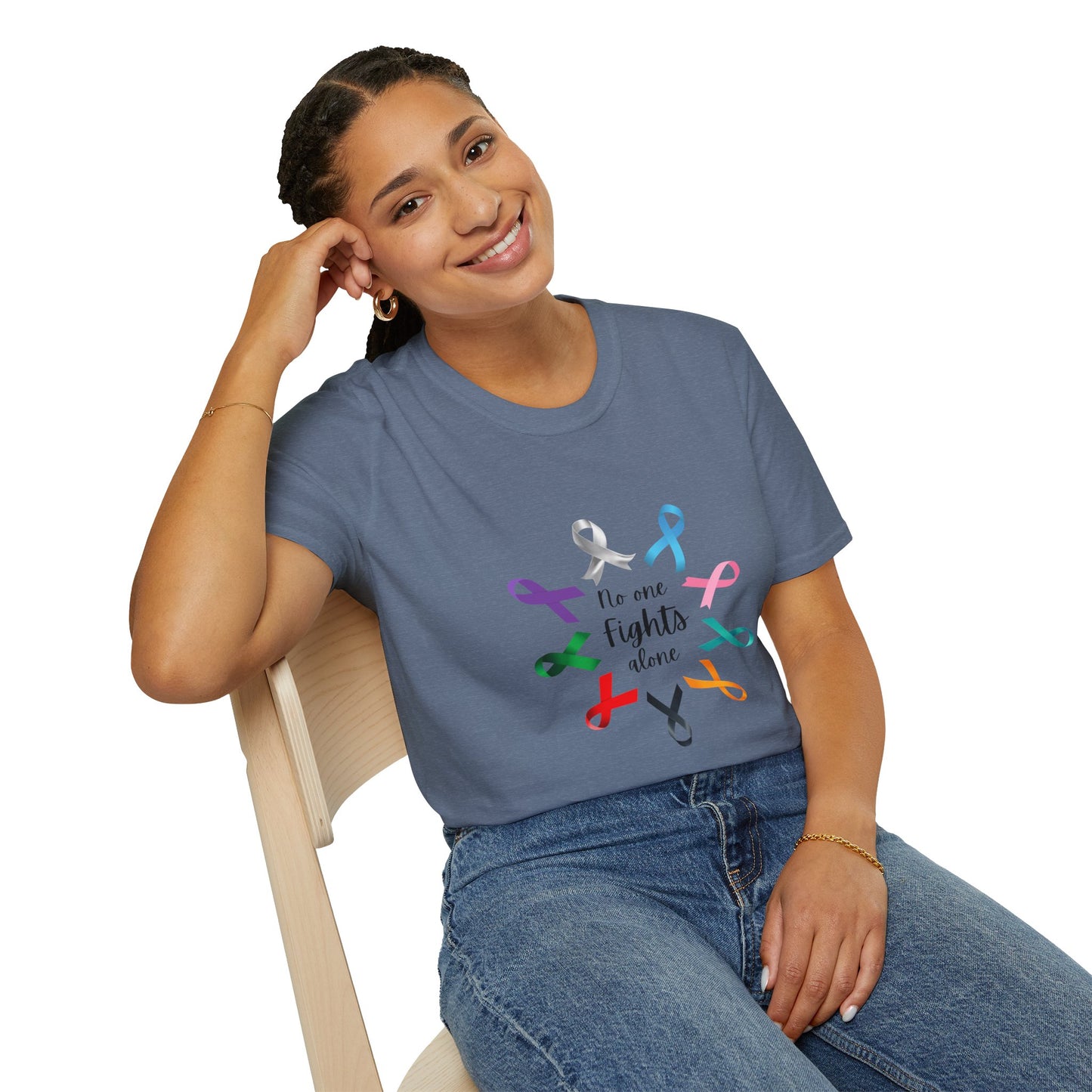 Empowerment Ribbon T-Shirt - No One Fights Alone, Unisex Tee, Cancer Awareness Apparel, Supportive Gift, Comfort & Hope