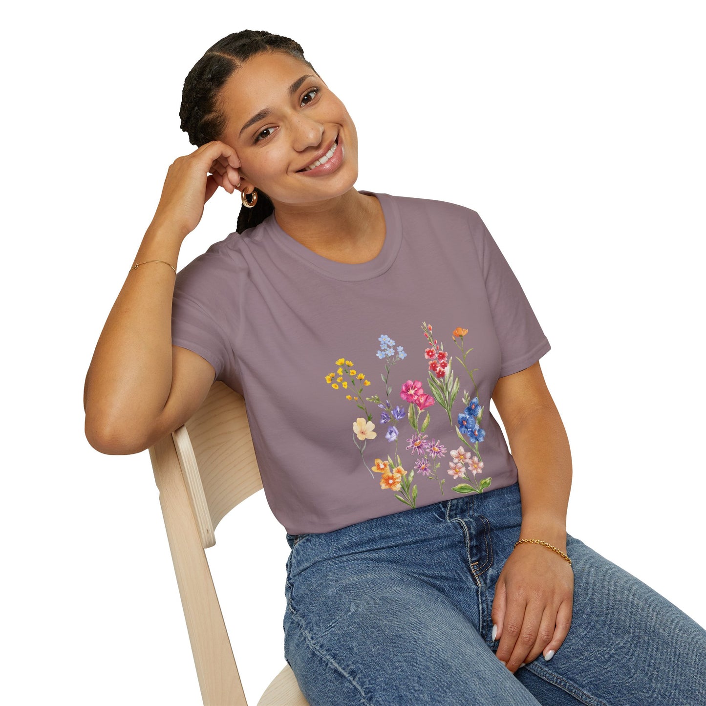 Wildflower Unisex Softstyle T-Shirt, Cute Spring Tee, Nature Lover Gift, Casual Wear, Ideal for Birthdays
