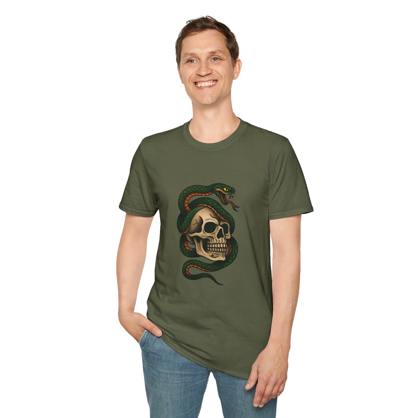Snake and Skull T-Shirt | Unisex Graphic Tee, Edgy Fashion, Halloween Outfit, Vintage Style, Casual Wear