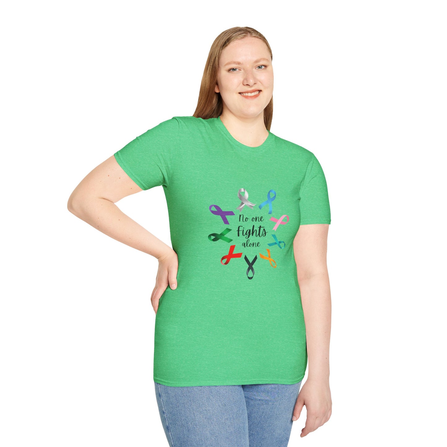 Empowerment Ribbon T-Shirt - No One Fights Alone, Unisex Tee, Cancer Awareness Apparel, Supportive Gift, Comfort & Hope