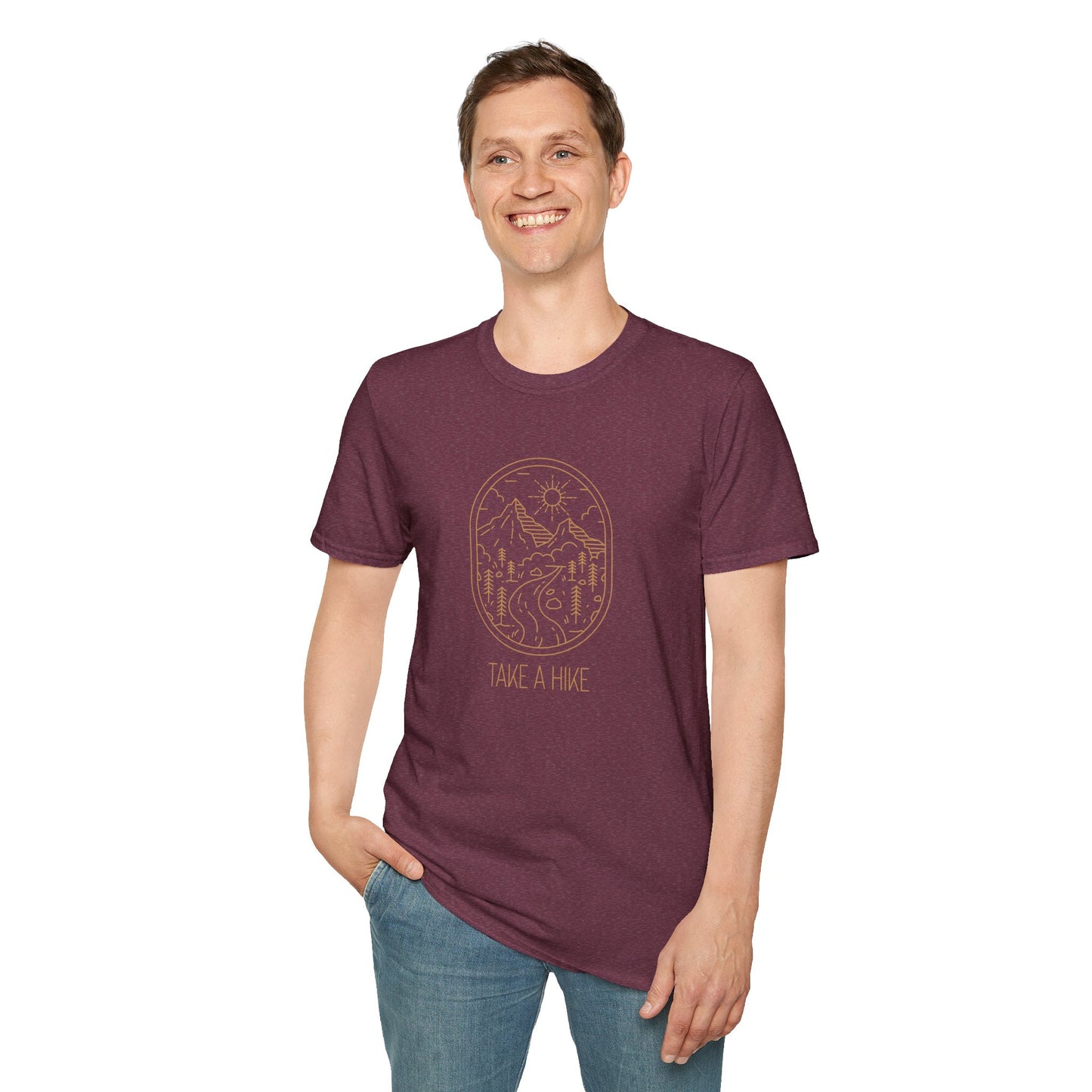 Take A Hike T-Shirt | Hiking Gift | Outdoor Lover Tee | Unisex Softstyle Tee | Eco-Friendly Apparel